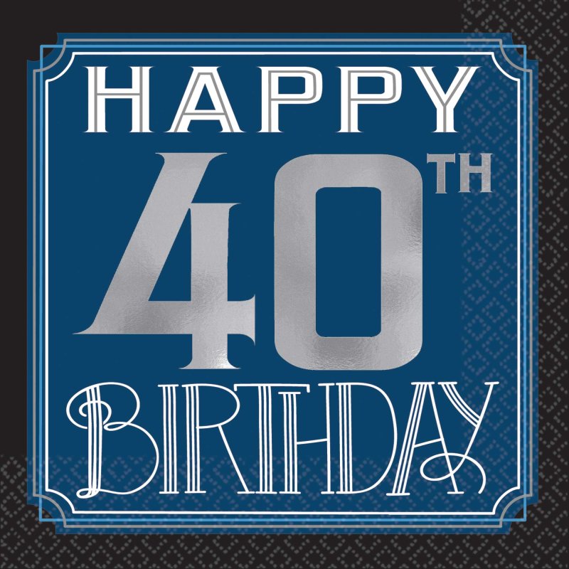 Happy 40th Birthday Man Beverage Napkins Hot Foil Stamped