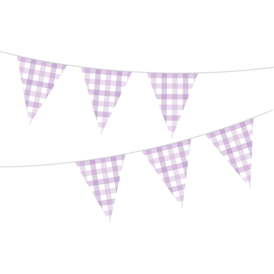 Gingham Paper Bunting Pastel Purple
