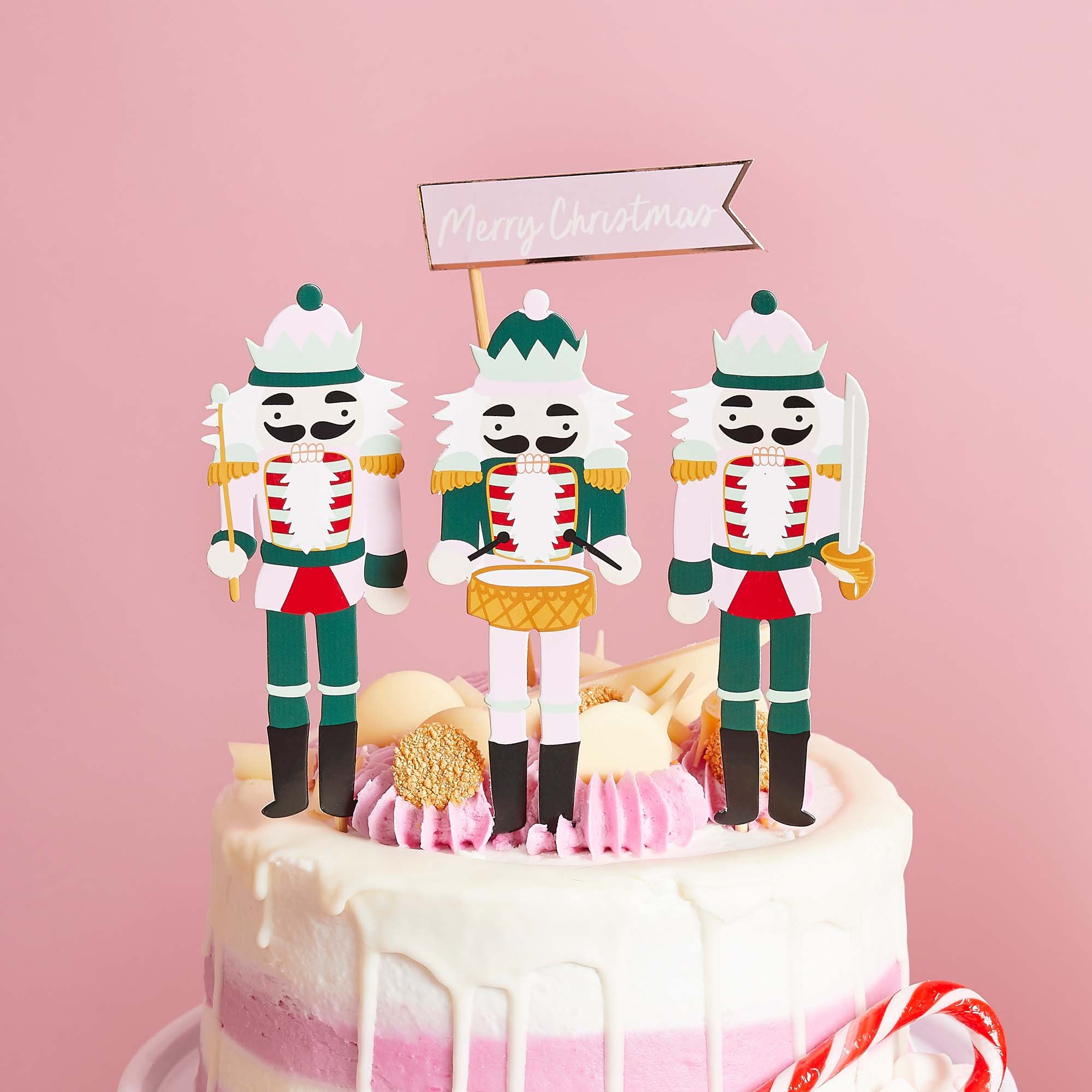 Holly Jolly Christmas Nutcracker Paper Cake Topper Set