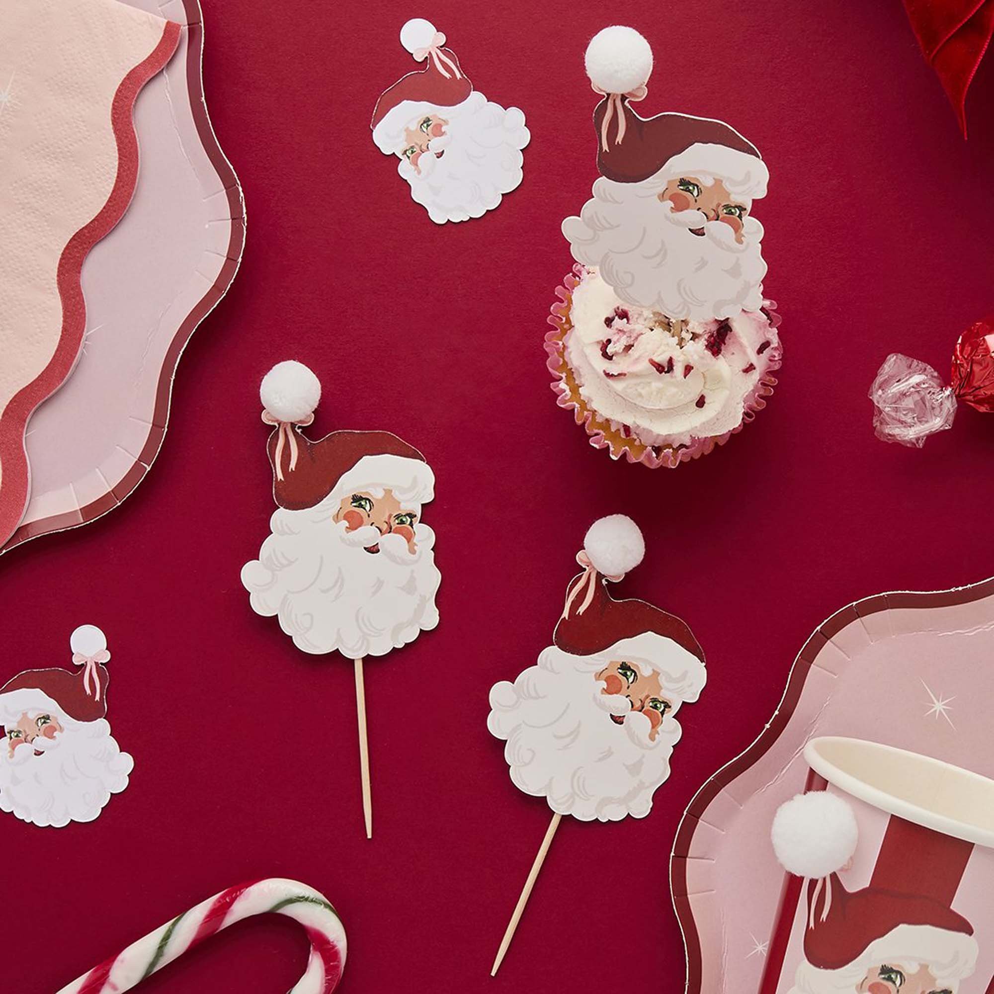 Santa Baby Pom Pom Cupcake Toppers