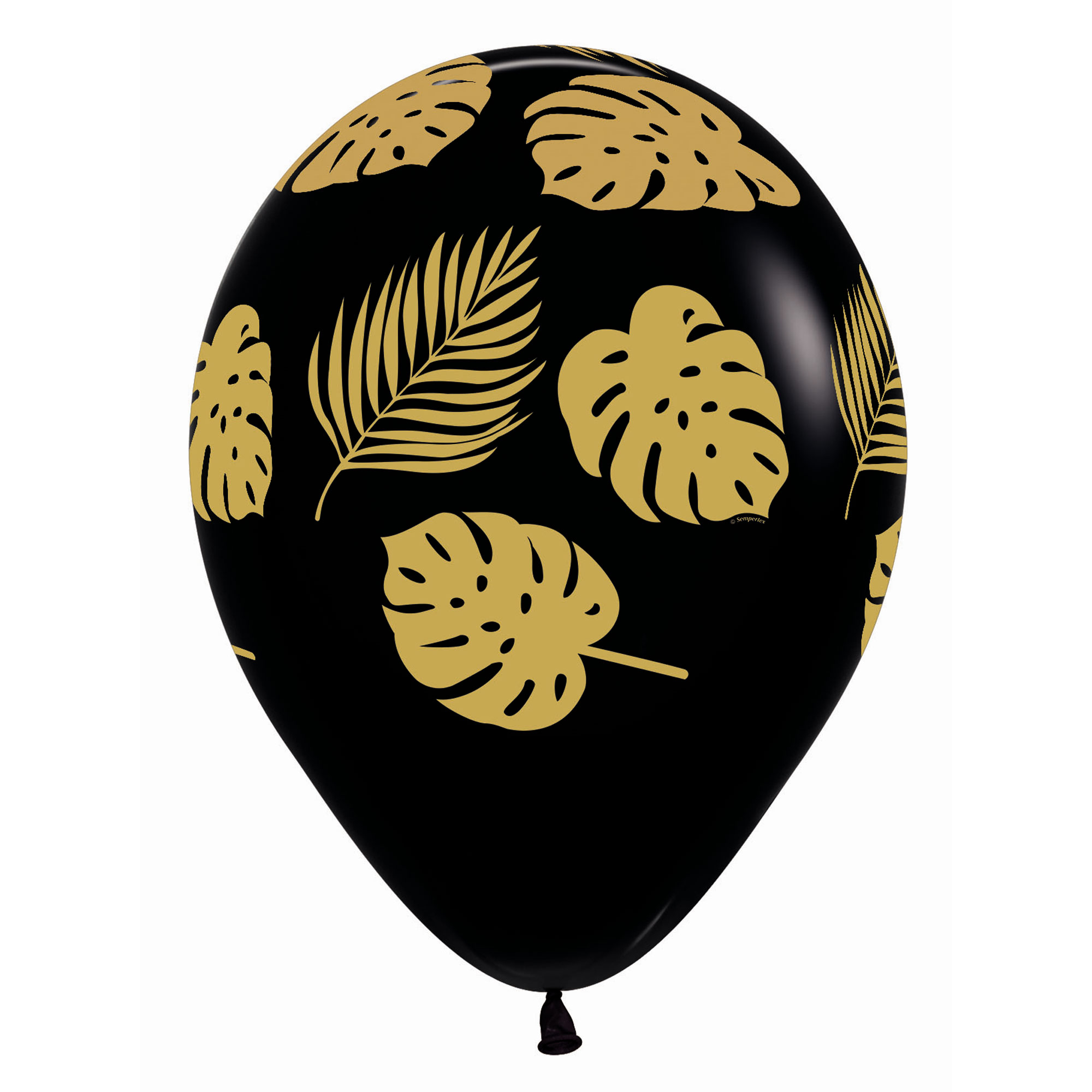 Sempertex 30cm Leaves Gold on Fashion Black Latex Balloons, 12PK