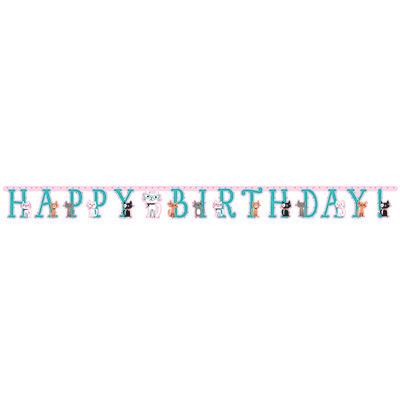 Purrfect Party Happy Birthday Jointed Banner 18cm x 2.1m
