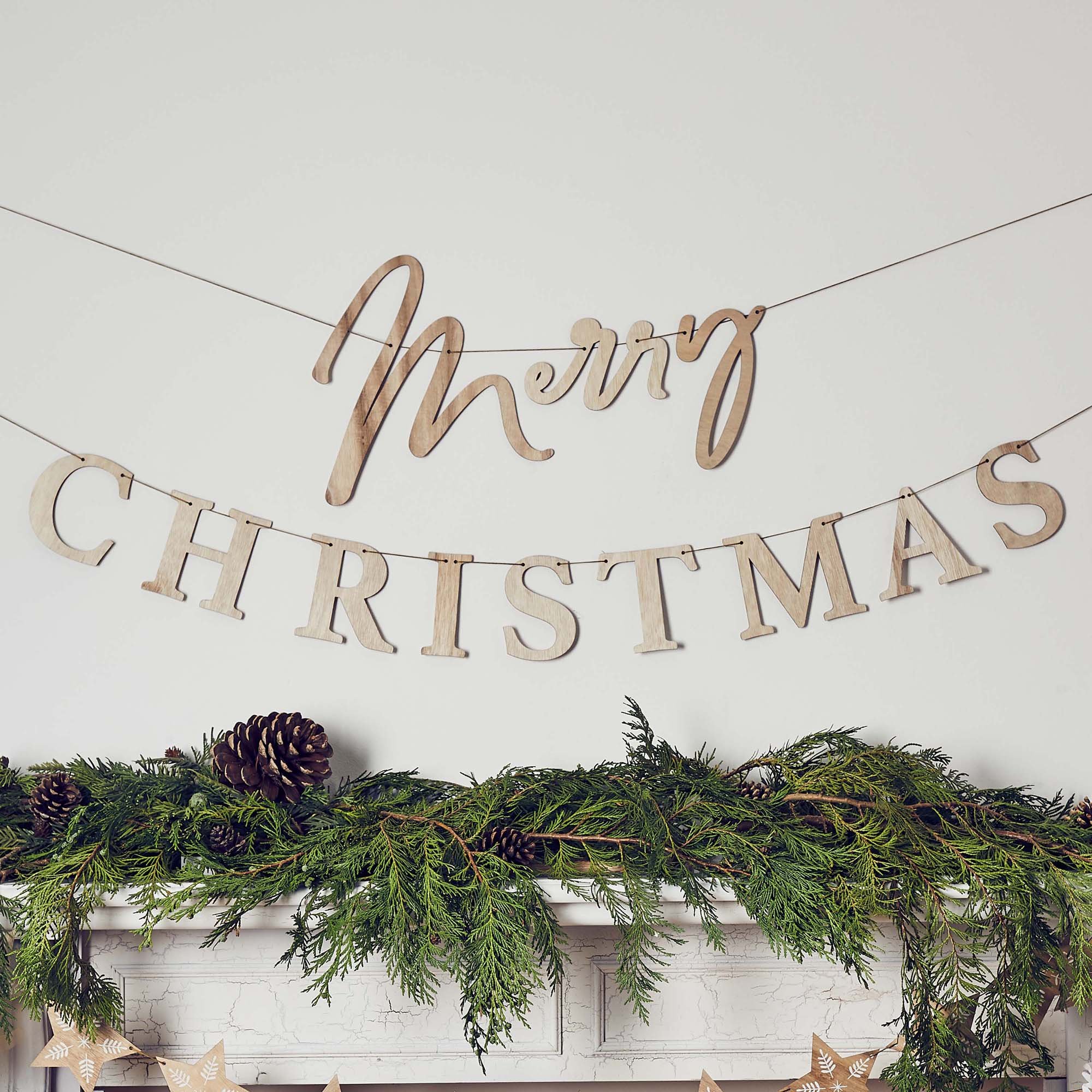 Festive Folklore Merry Christmas Wooden Banner 2.2m