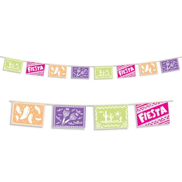 Beistle Pennant Flag Banner Fiesta Picado Style