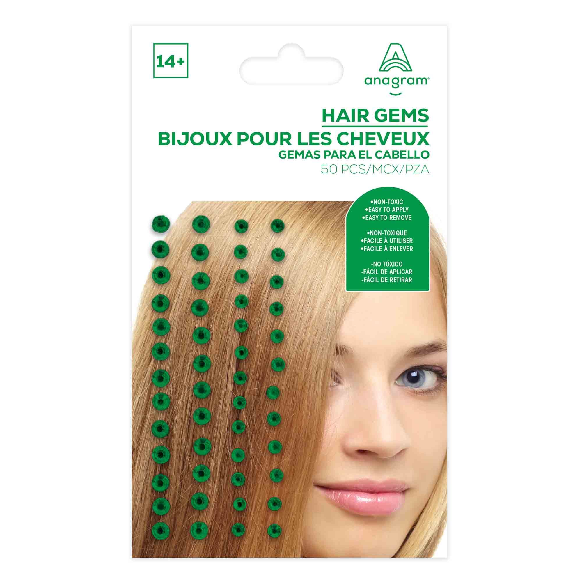 Team Spirit Hair Gems Green 14+