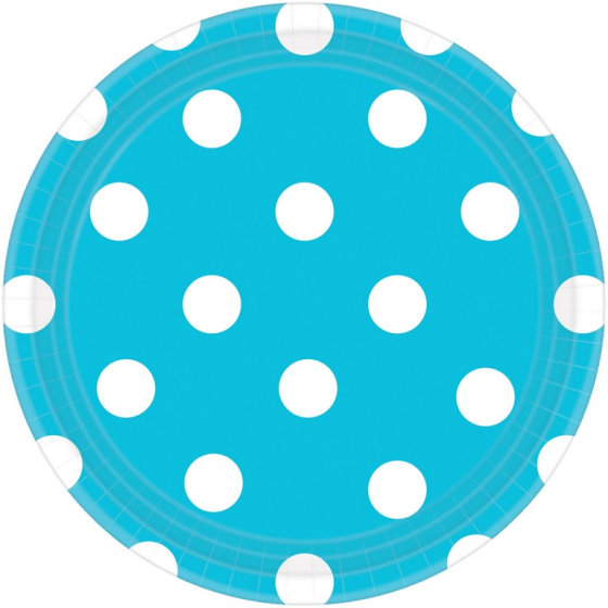 Dots 23cm Round Paper Plates Caribbean Blue
