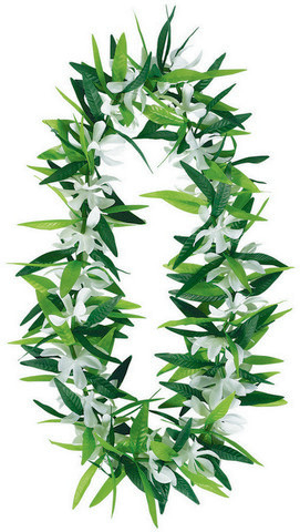 Green Leaf with Flower Leis