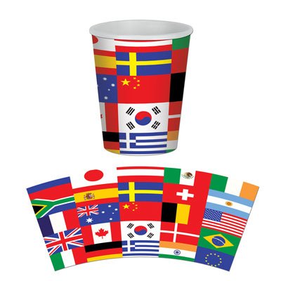 Beistle International Flags Paper Cups 266ml