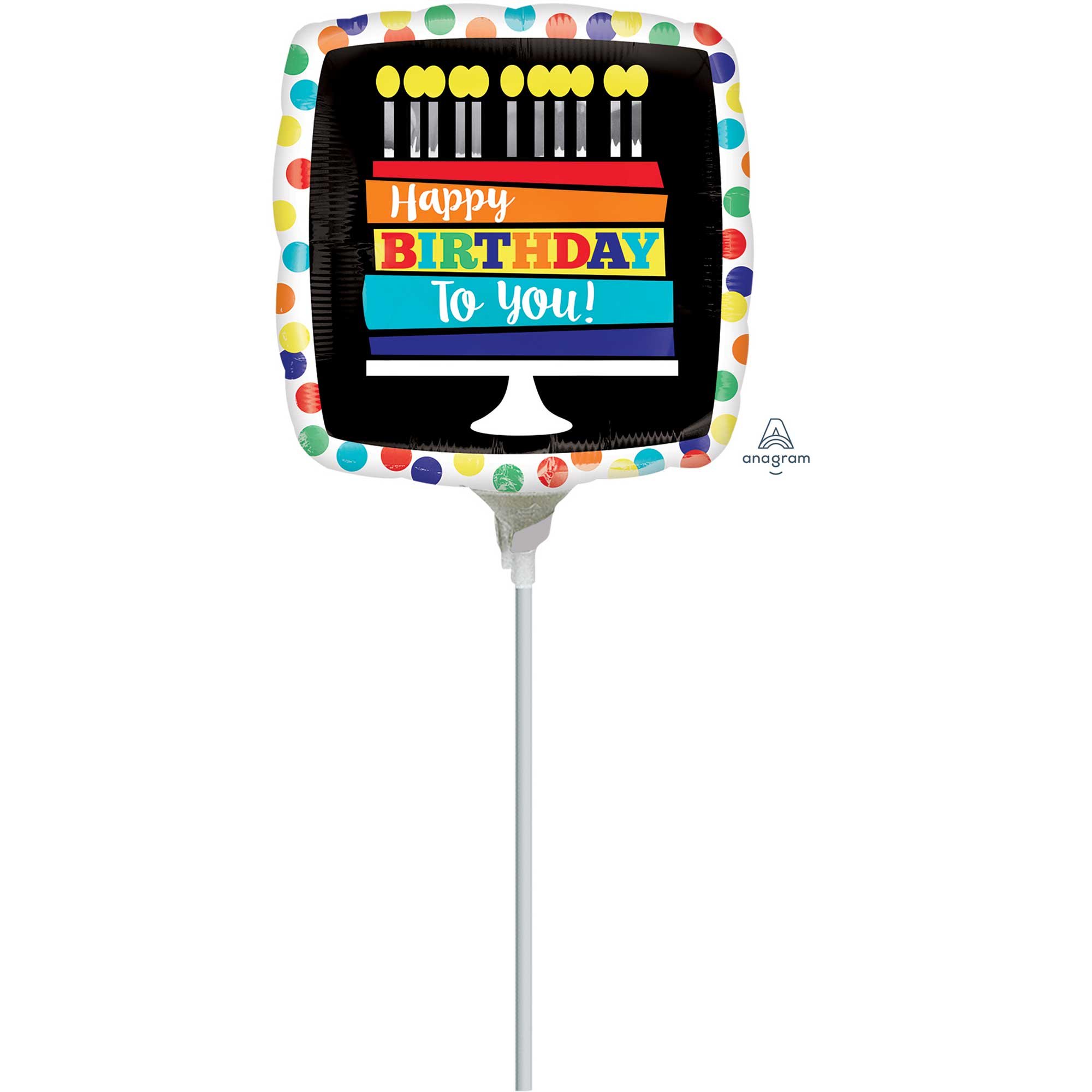 22cm Inflated Happy Birthday Rainbow To You Cake A15