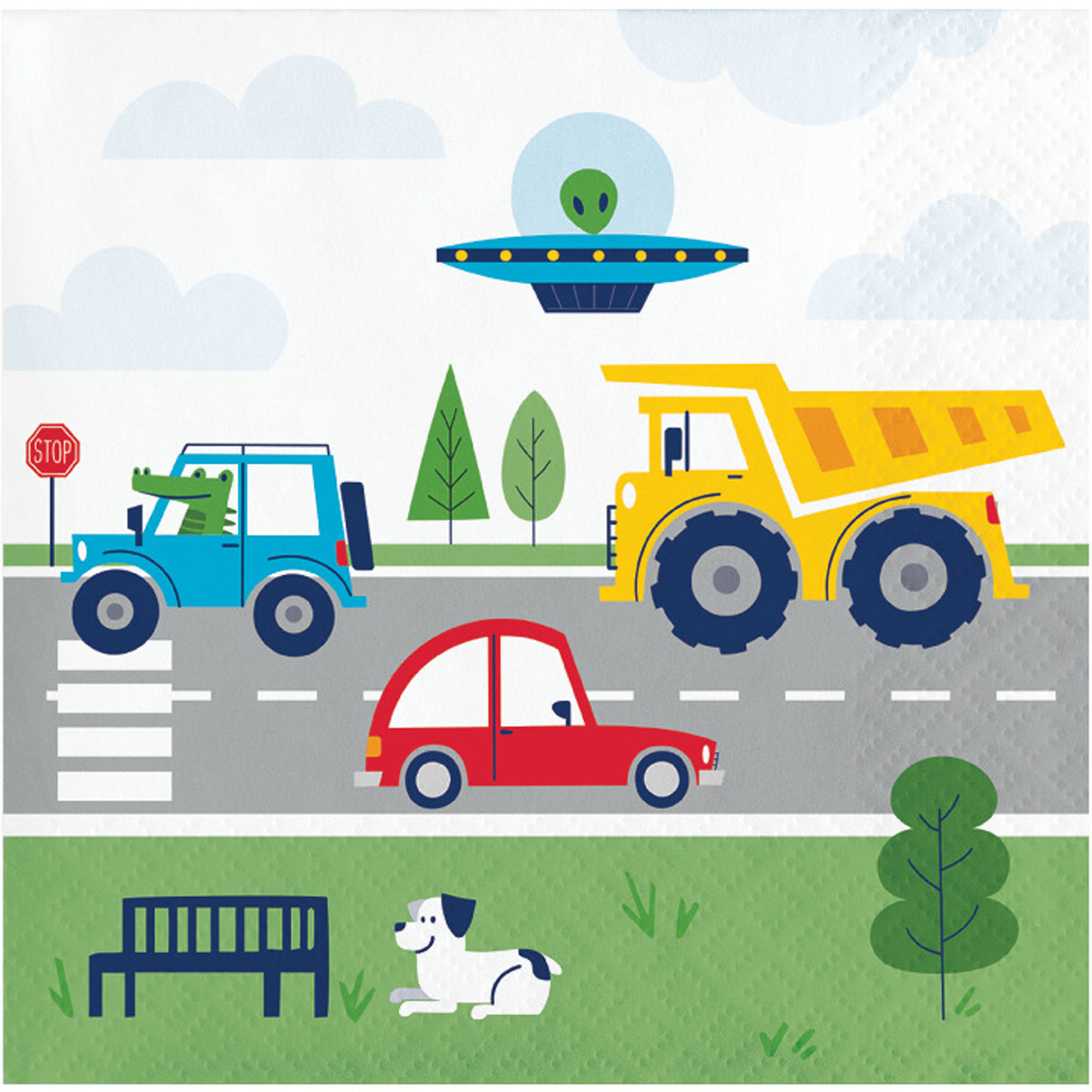 Transportation Time Beverage Napkins