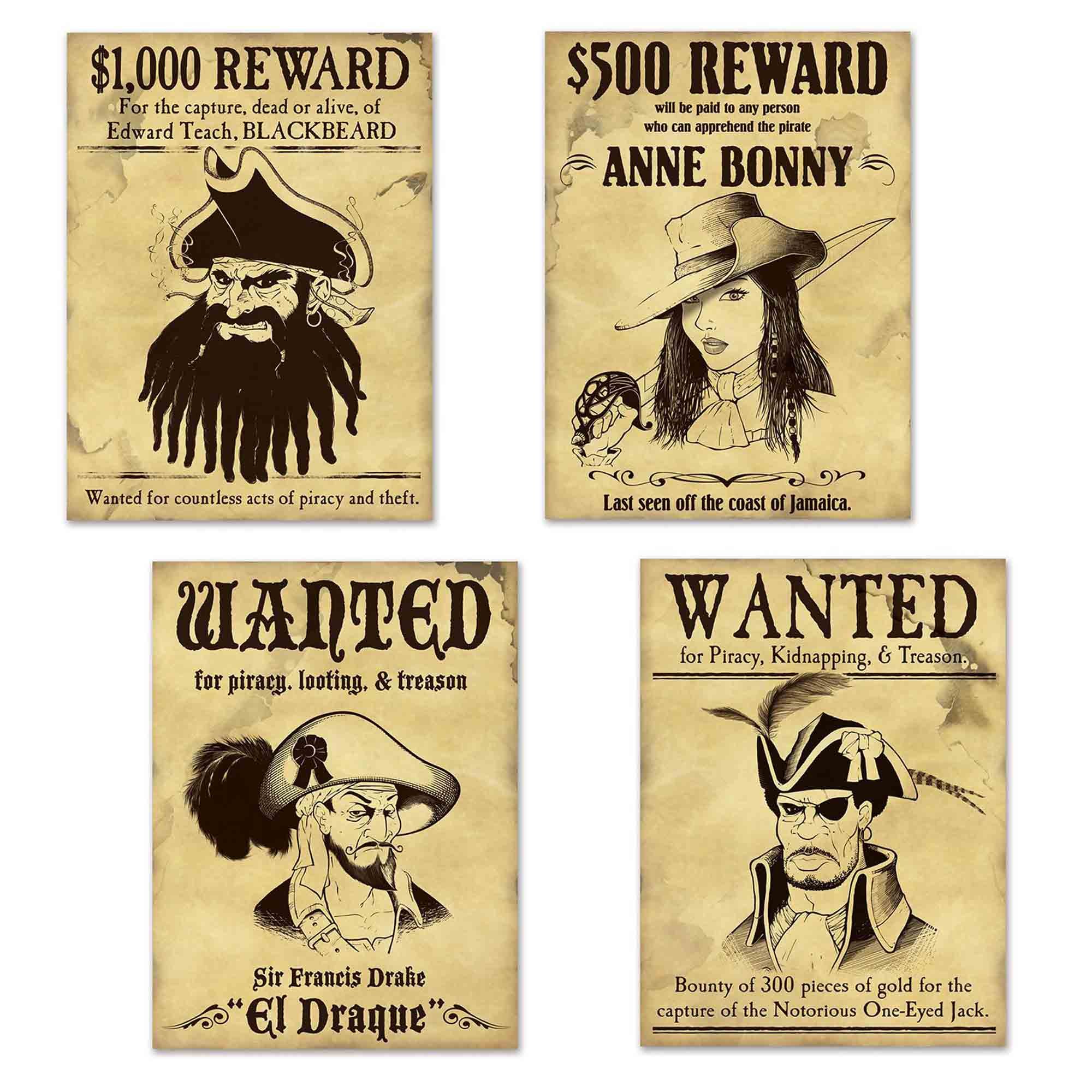 Beistle Pirate Wanted Sign Cutouts