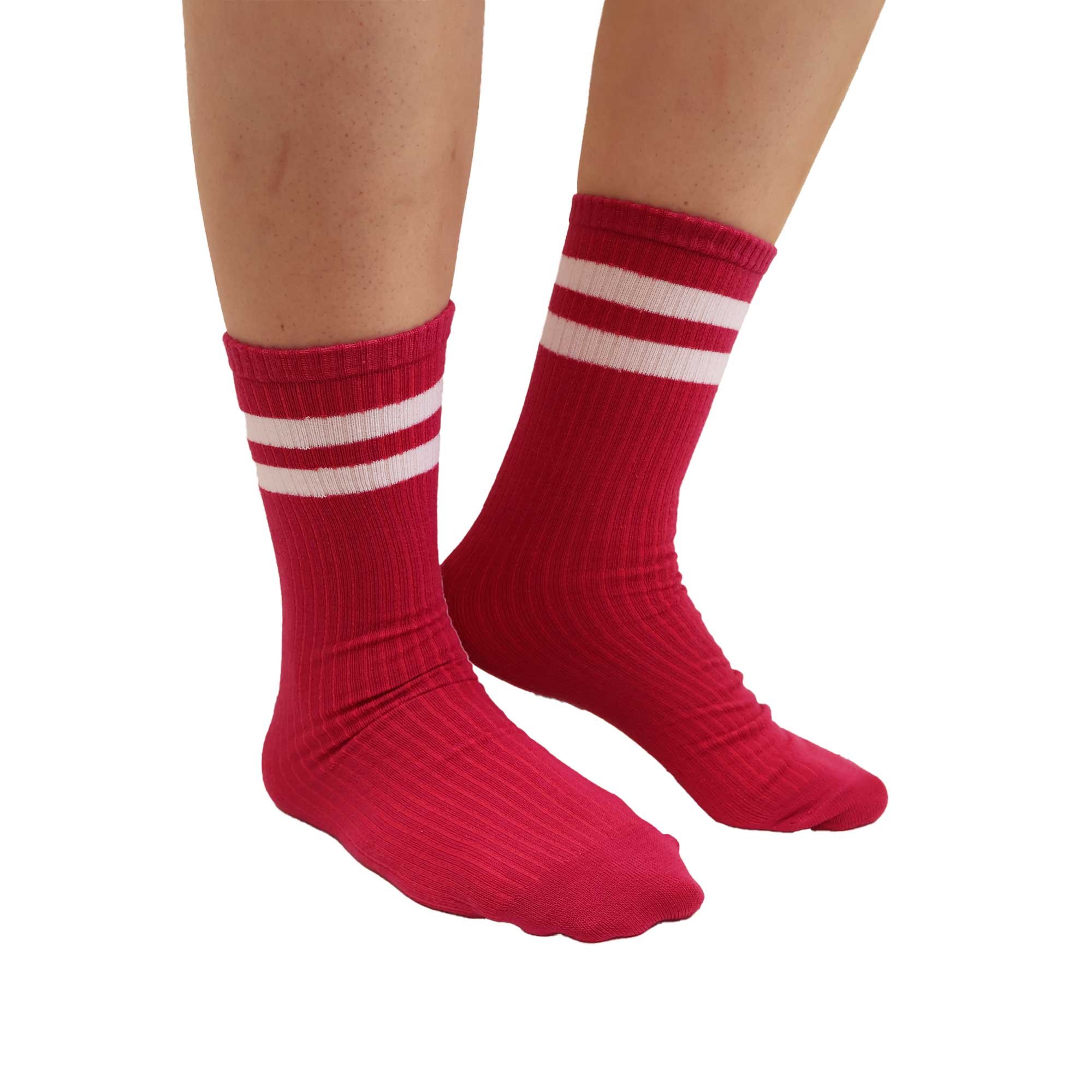 Team Spirit Striped Sock Pink 14+