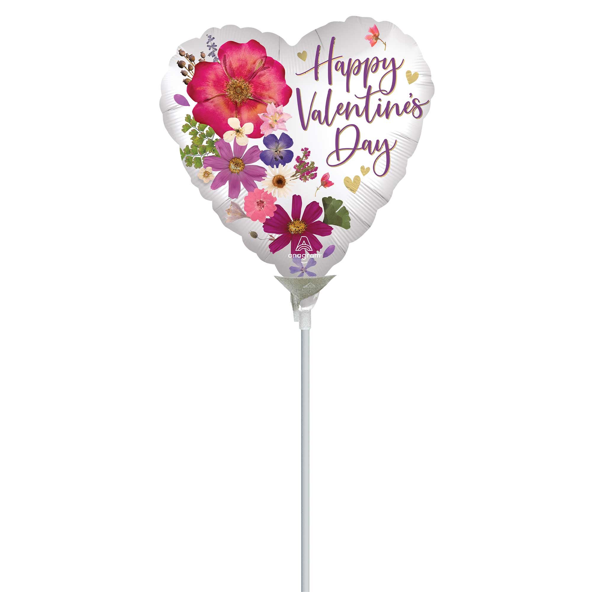 22cm Inflated Happy Valentine's Day Pressed Flowers A15