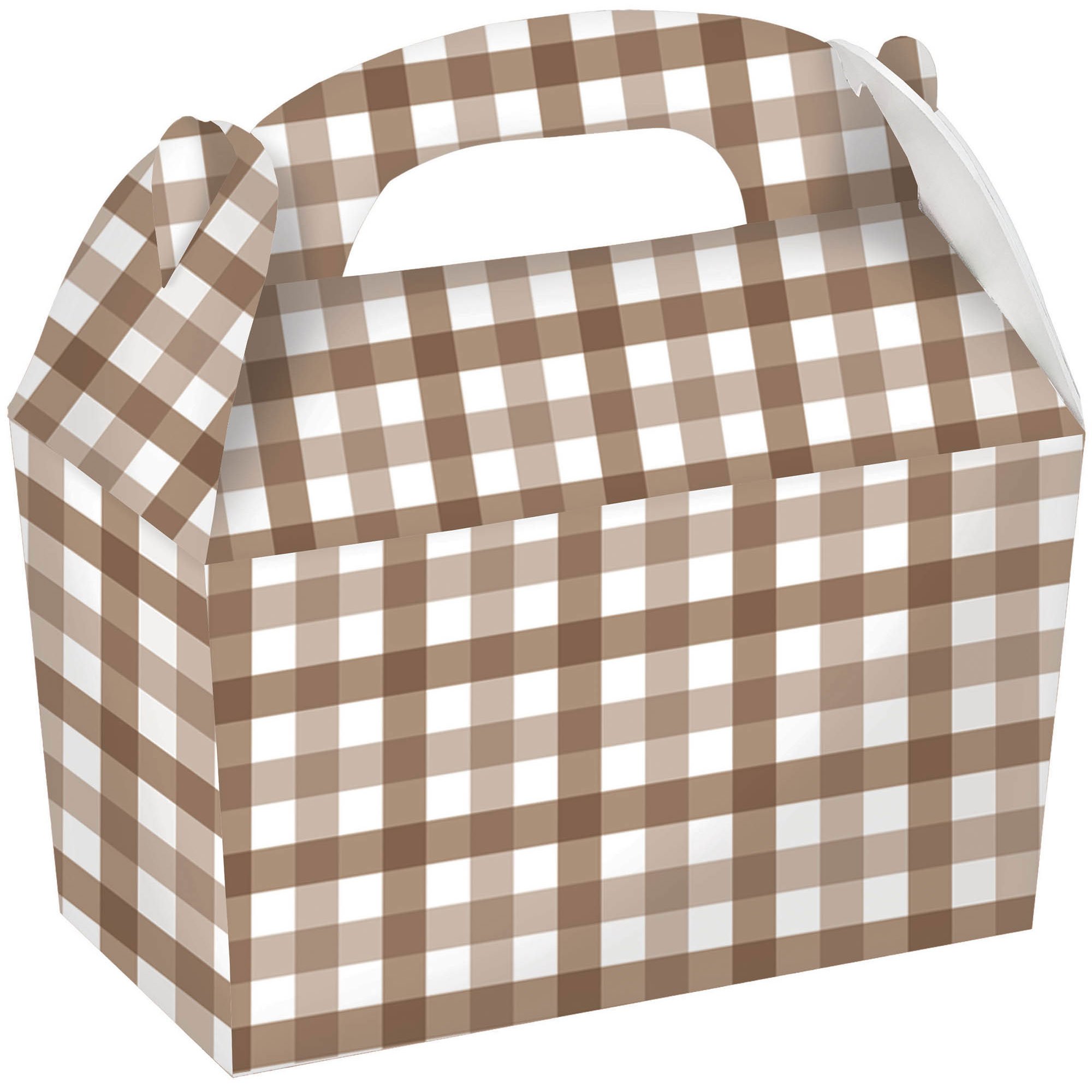 Gingham Paper Treat Box Teddy Brown