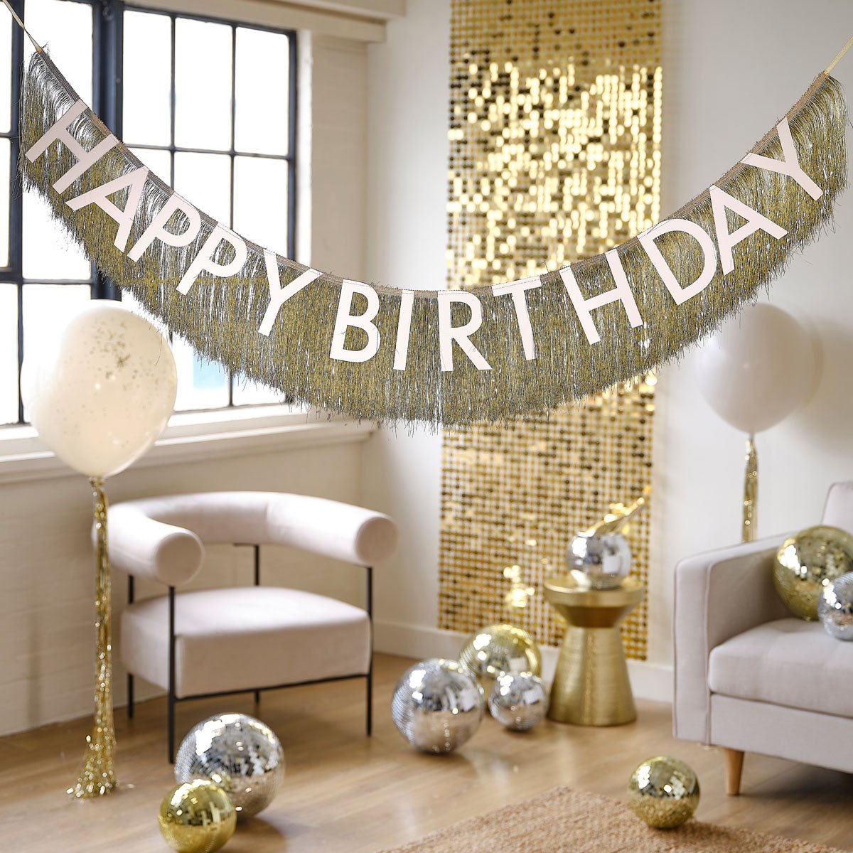 Gold Party Fringe Birthday Bunting