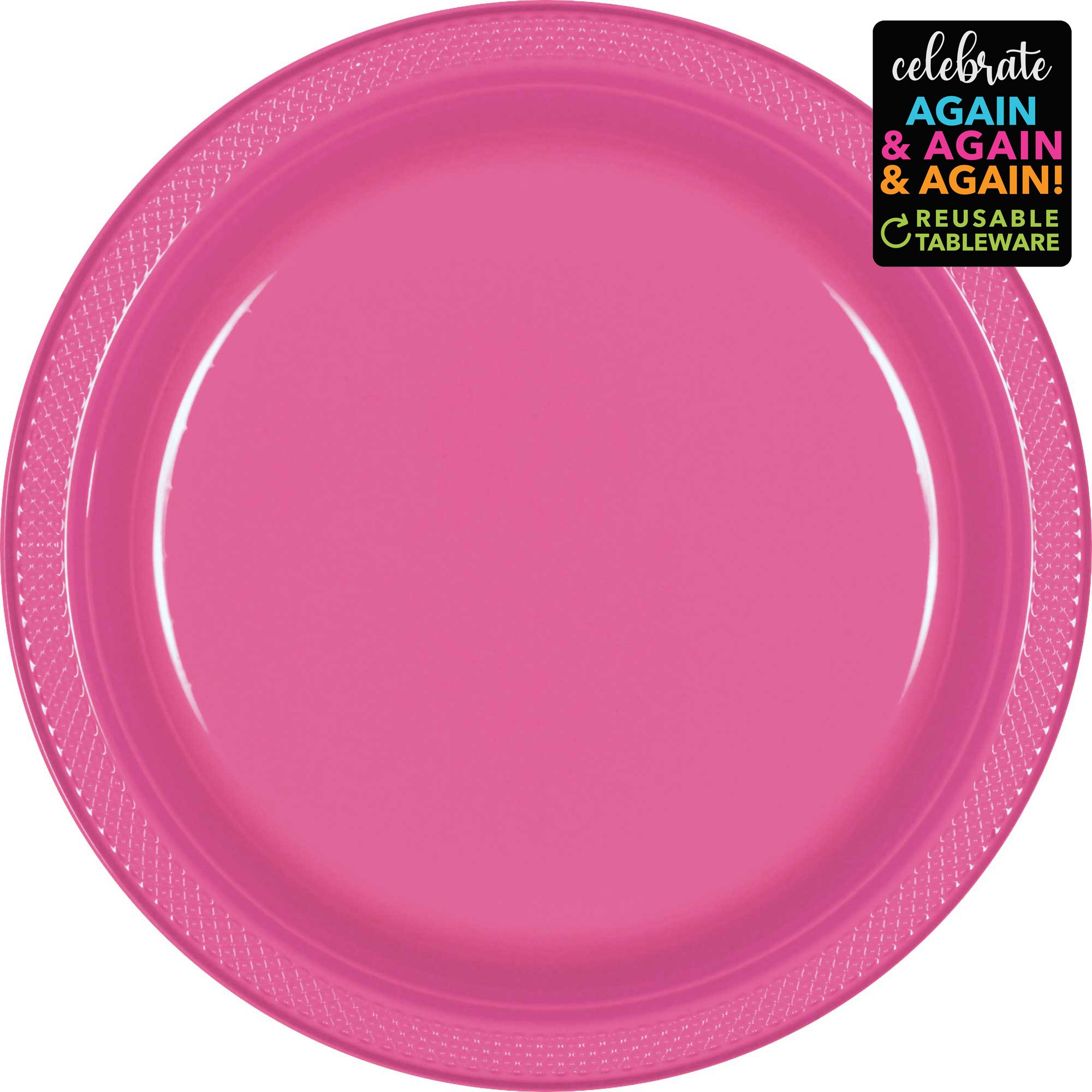 Premium Plastic Plates 26cm 20 Pack - Bright Pink