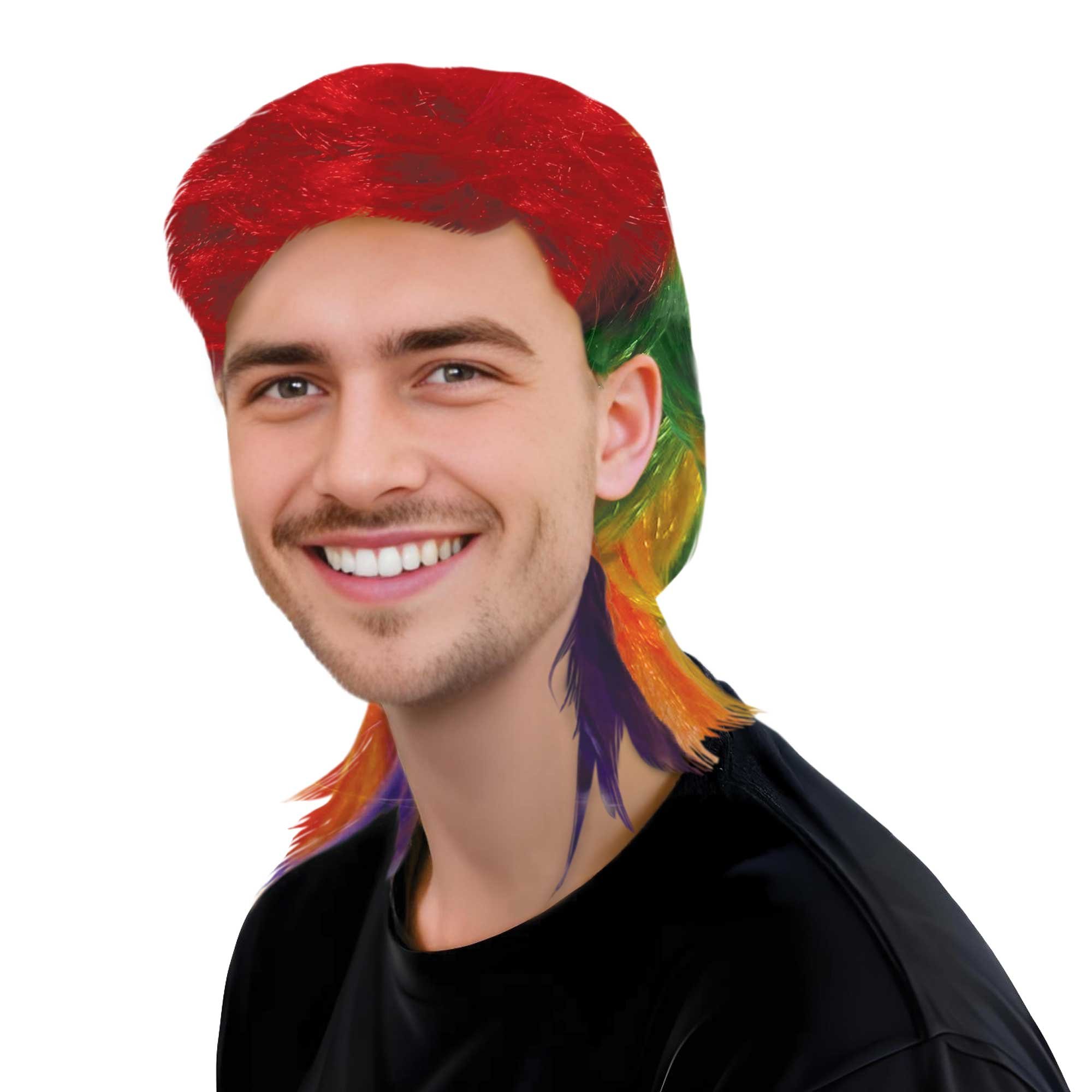 Team Spirit Mullet Wig Rainbow 14+