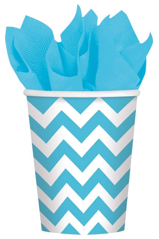 Chevron 266ml Paper Cups Caribbean Blue