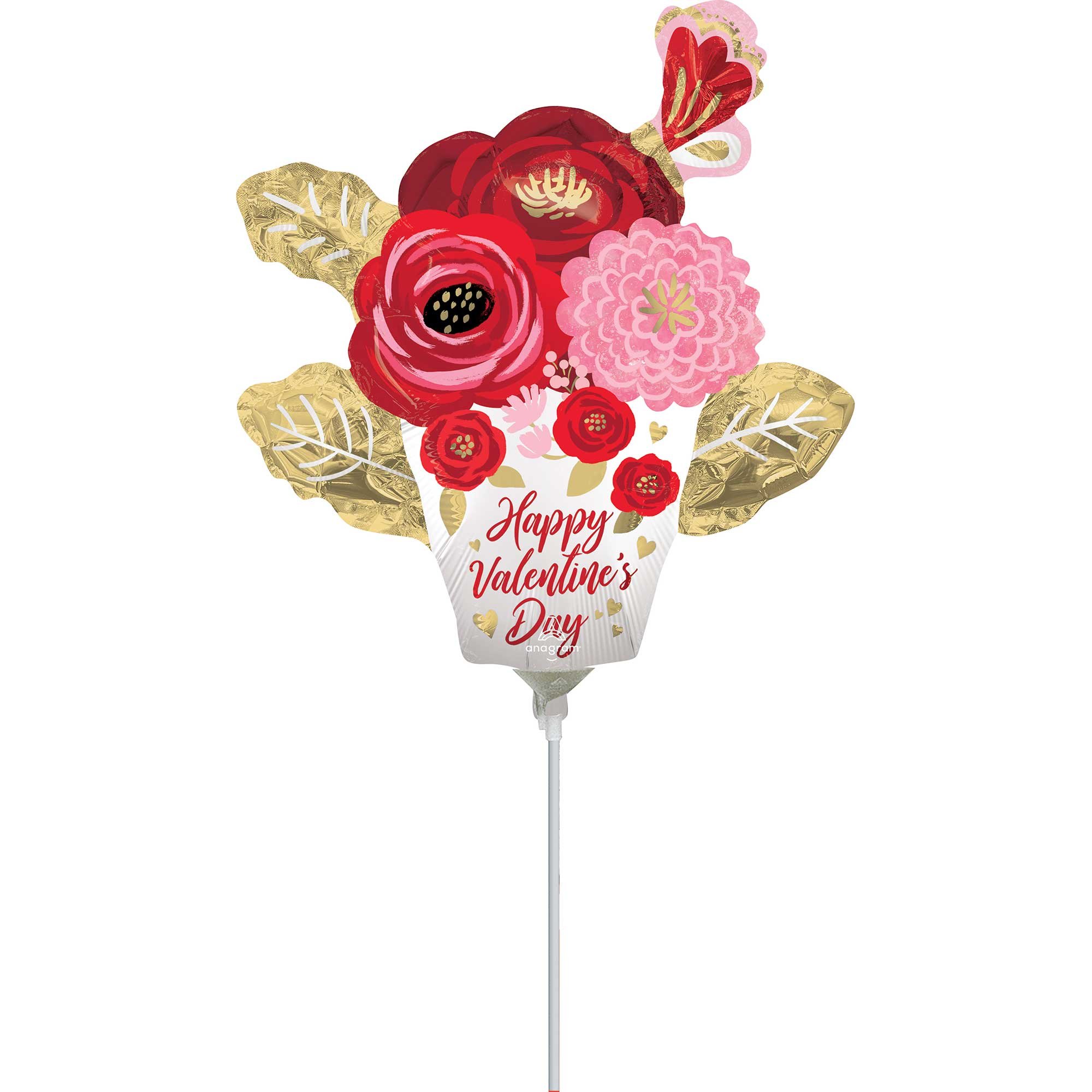 Mini Shape Inflated Happy Valentine's Day Satin Painted Flowers A30