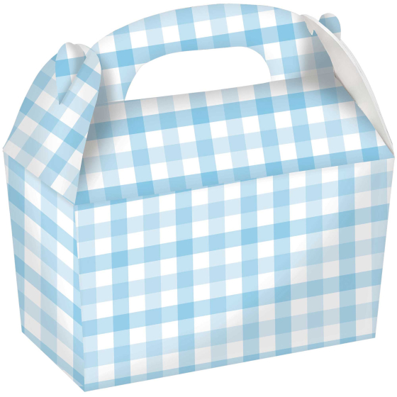 Gingham Paper Treat Box Pastel Blue