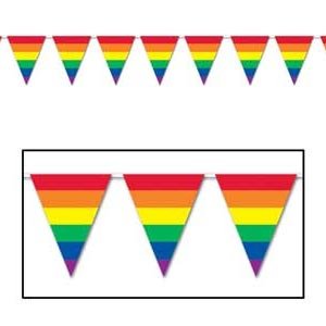 Beistle Pennant Flag Banner Rainbow Stripes
