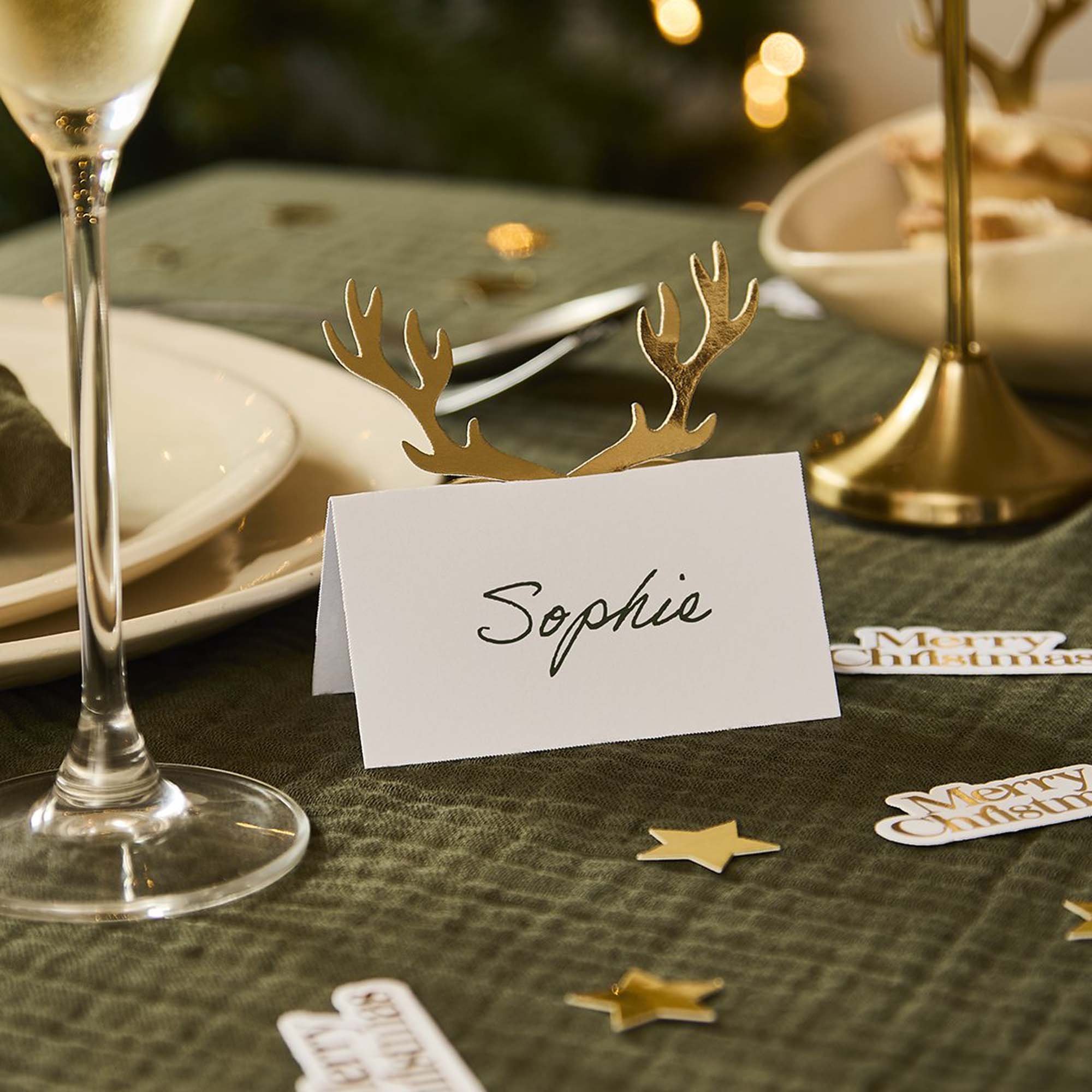 Cosy Christmas Antler Place Cards