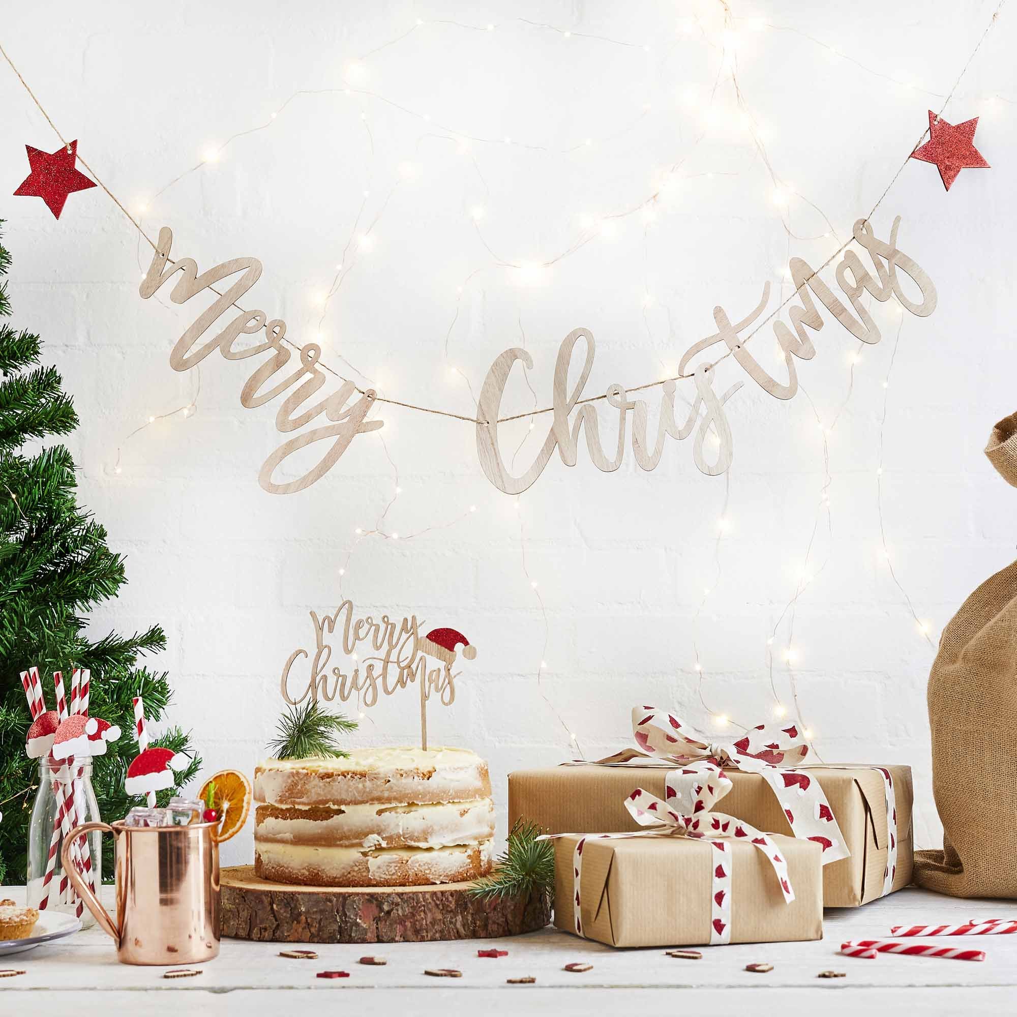 Festive Fun Wooden Merry Christmas Banner 2m