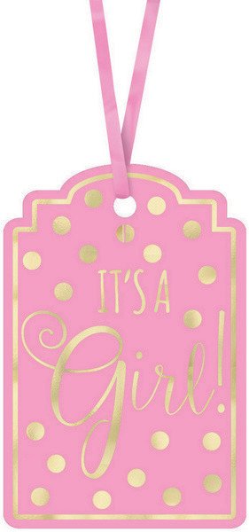 Foil-Stamped Paper Tags It's A Girl - Pink