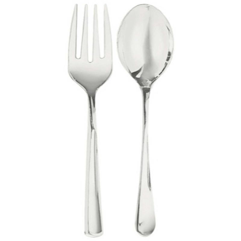 Silver Premium Serving Spoons & Forks Set Amscan Asia Pacific