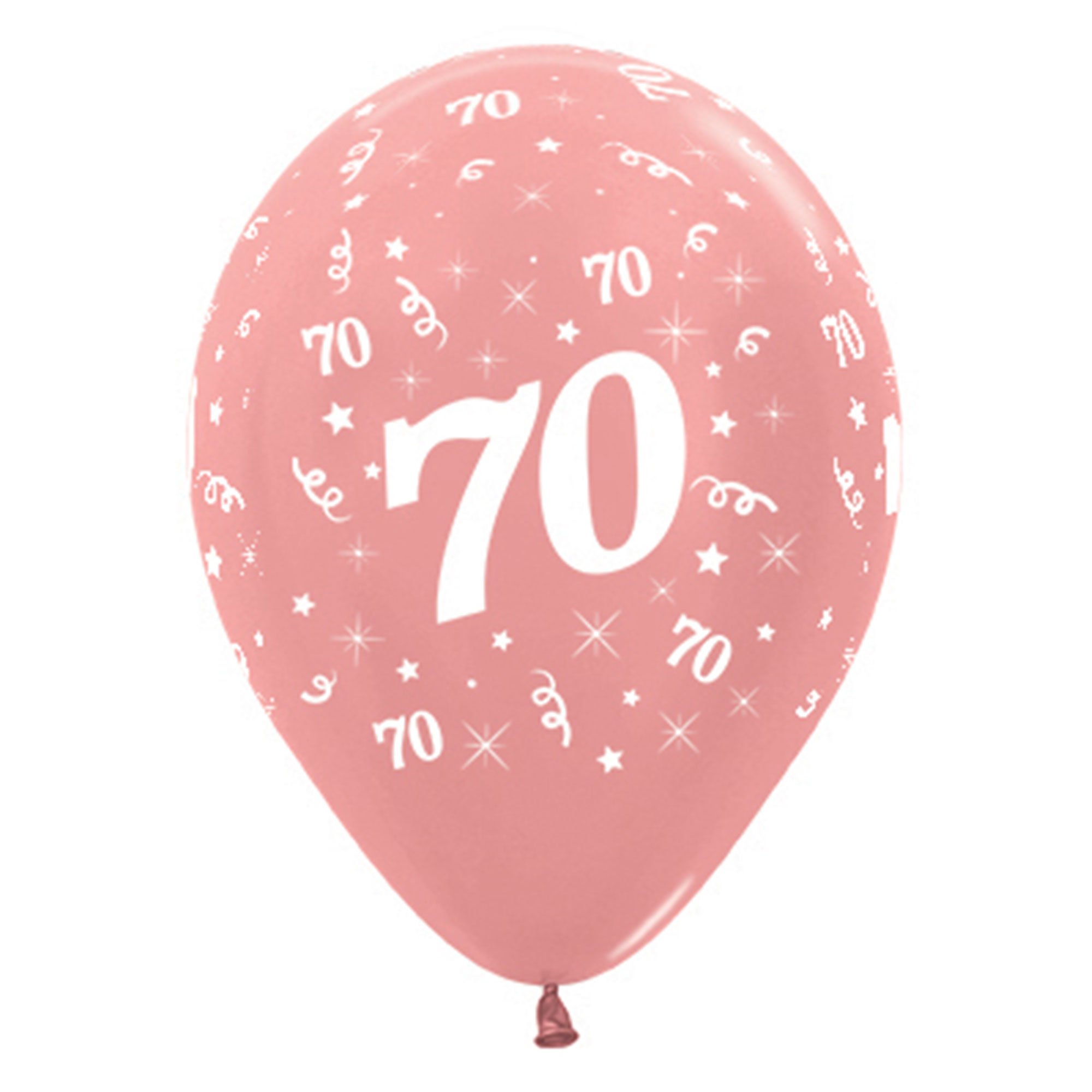 Sempertex 30cm Age 70 Metallic Rose Gold Latex Balloons, 6PK