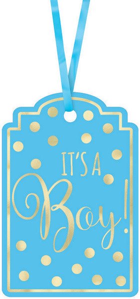 Foil-Stamped Paper Tags It's A Boy - Blue