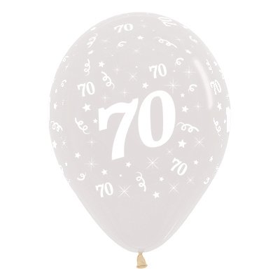 Sempertex 30cm Age 70 Crystal Clear Latex Balloons, 25PK