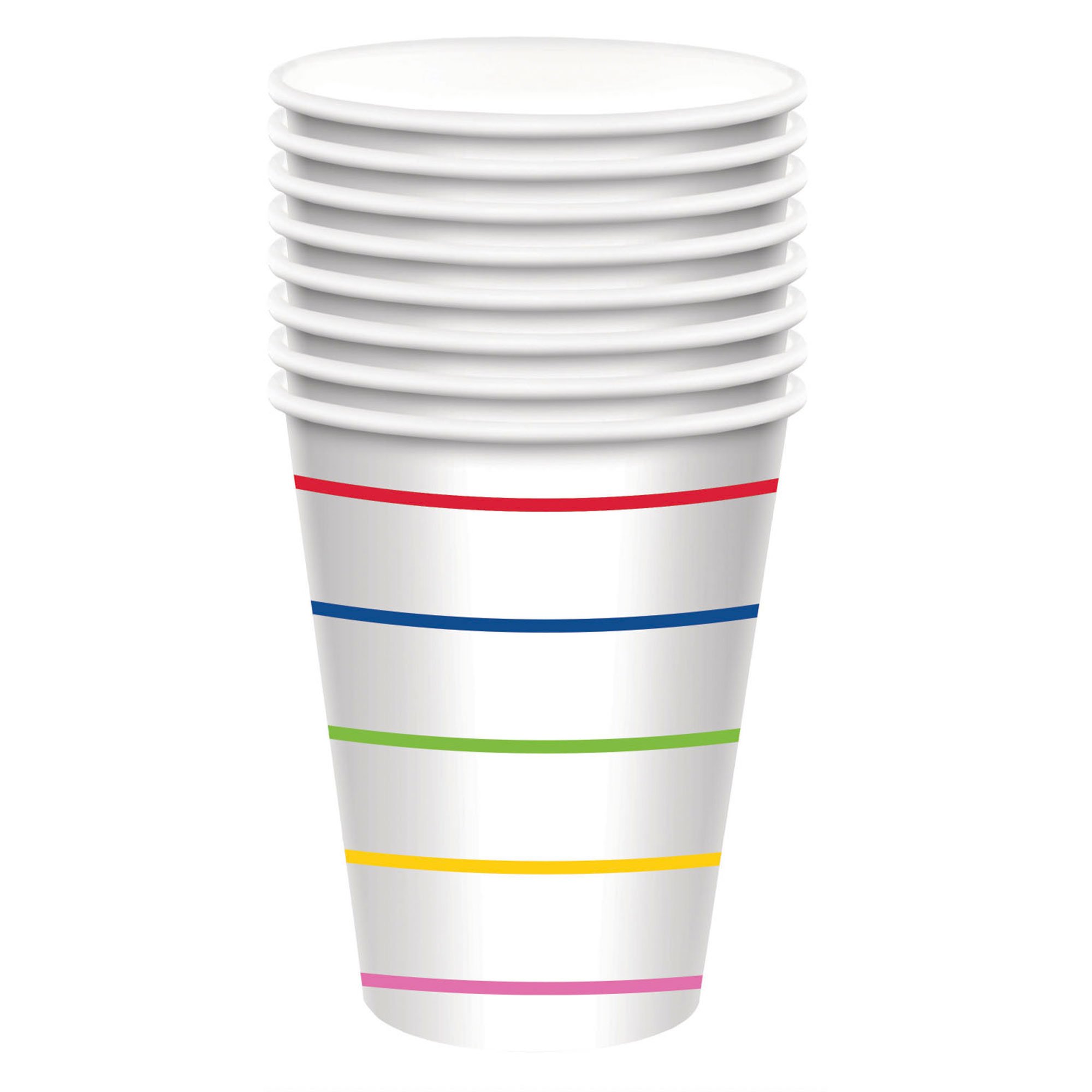 Stripe 266ml Paper Cups 8 Pack - Rainbow HC