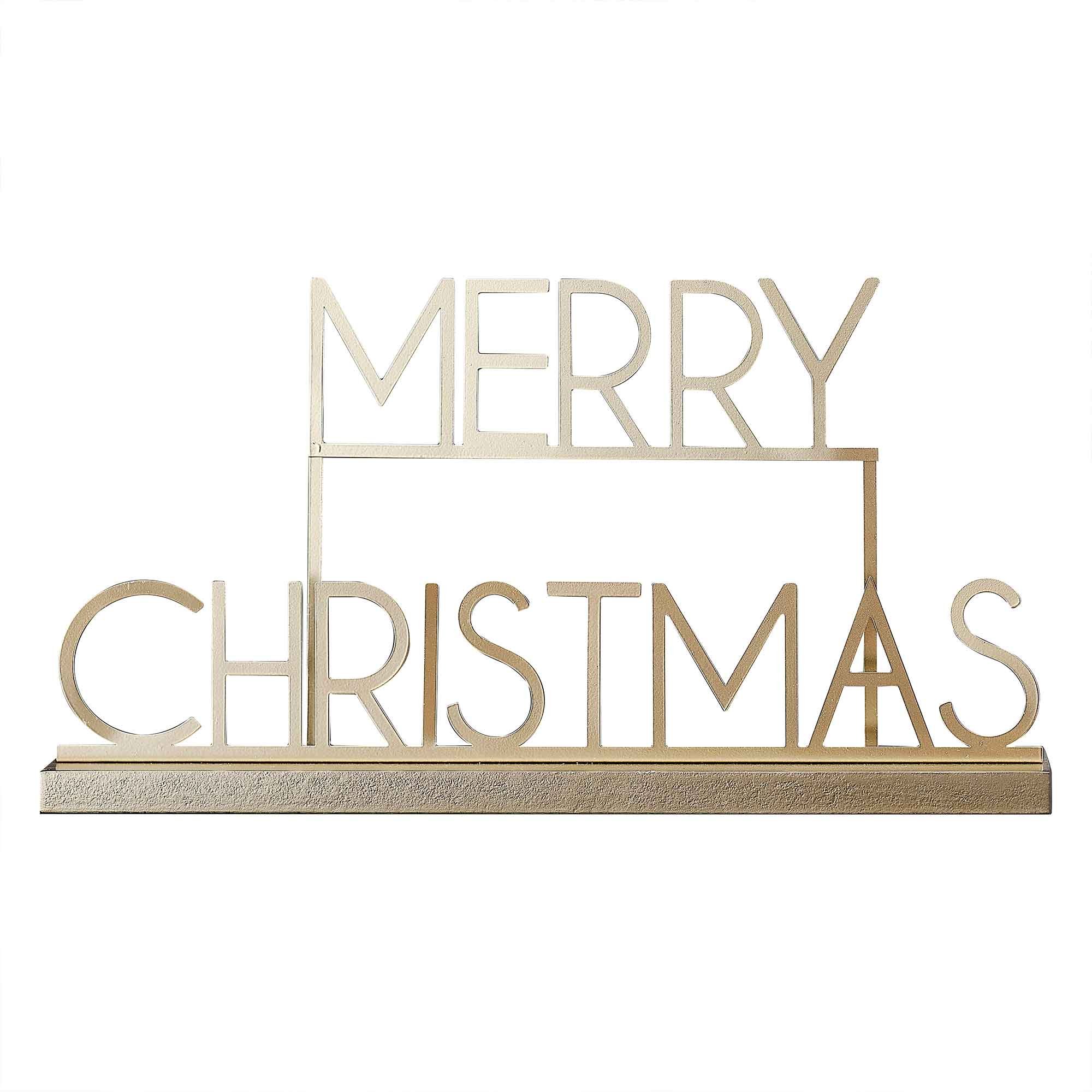 Cosy Copper Gold Metal & Wood Merry Christmas Sign