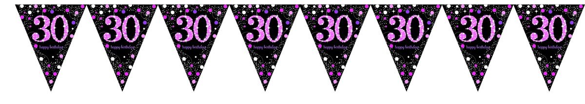 Pink Celebration 30 Prismatic Pennant Banner - Plastic