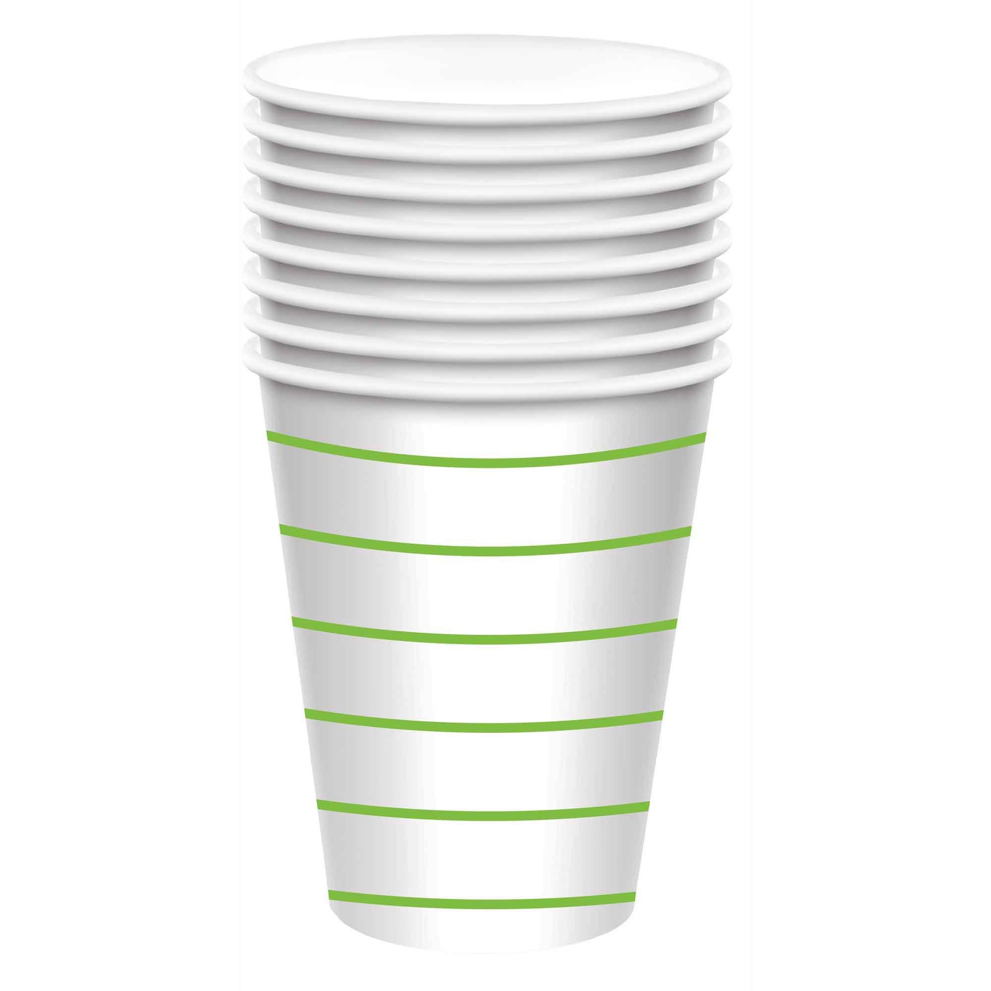 Stripe 266ml Paper Cups 8 Pack- Kiwi HC