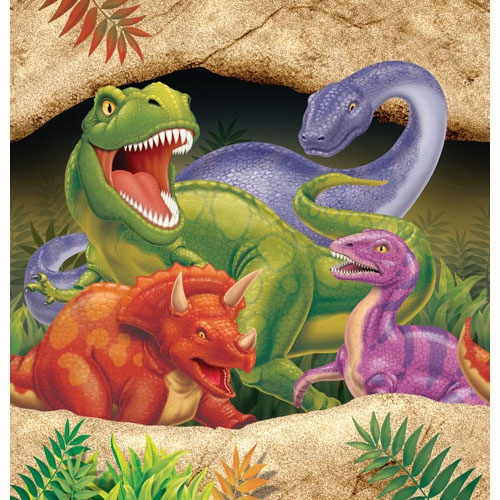 Dino Blast Tablecover Plastic Border Print 137cm x 274cm