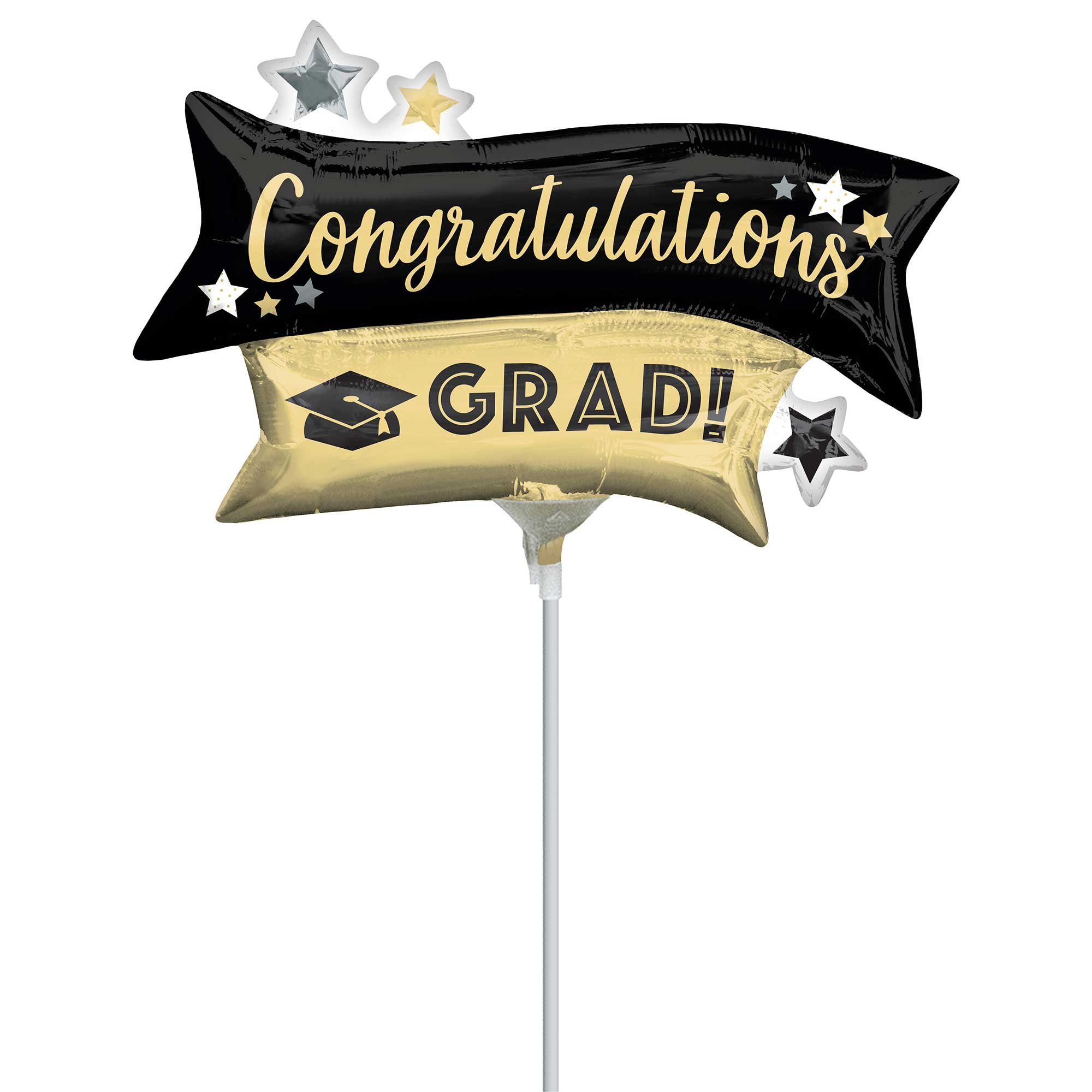 Mini Shape Inflated Congratulations GRAD Gold & Black A30