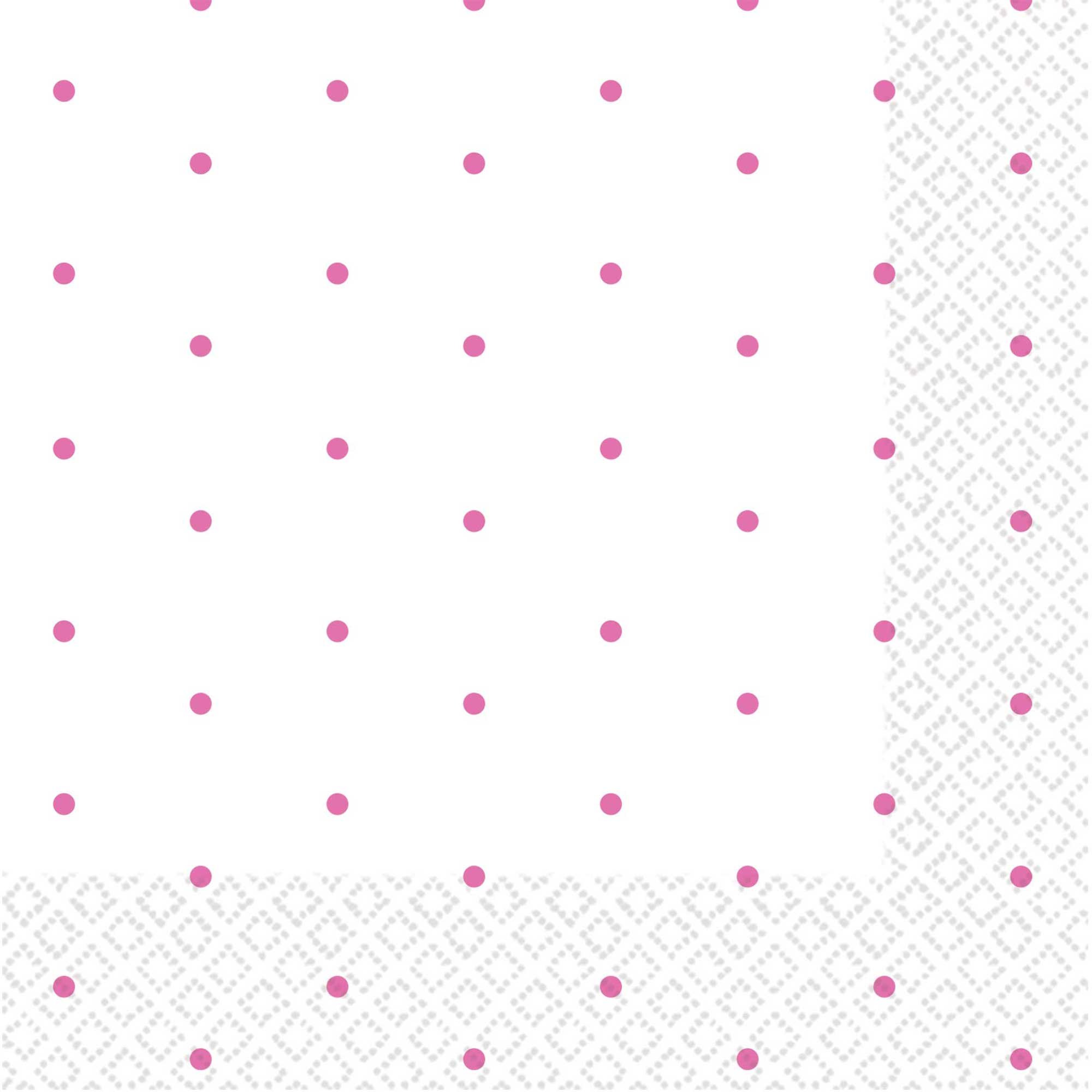 Dots Beverage Napkins 16 Pack 2 PLY -  Bright Pink