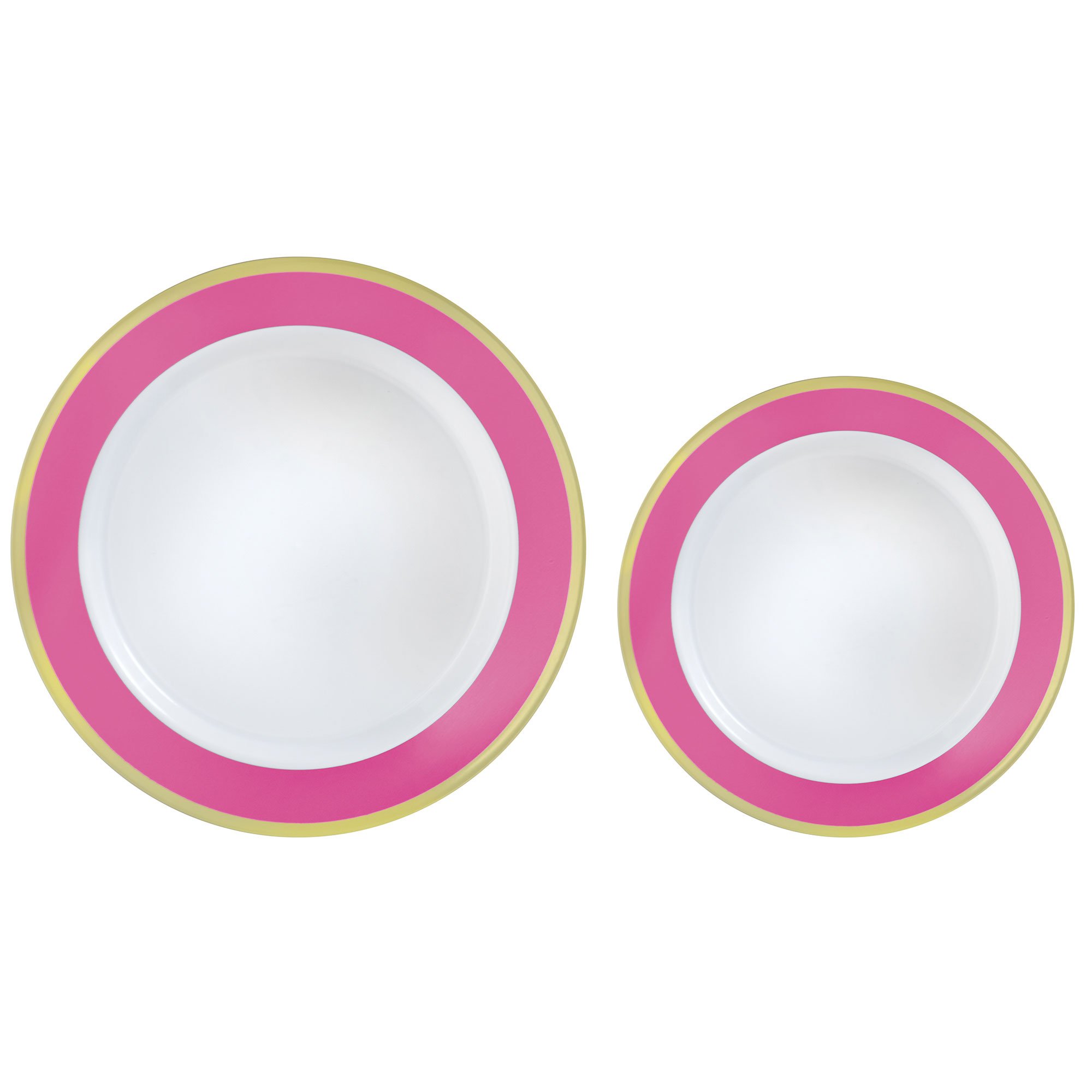 Premium Plastic Plates Hot Stamped with Bright Pink Border