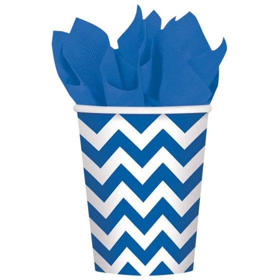 Chevron 266ml Paper Cups Bright Royal Blue