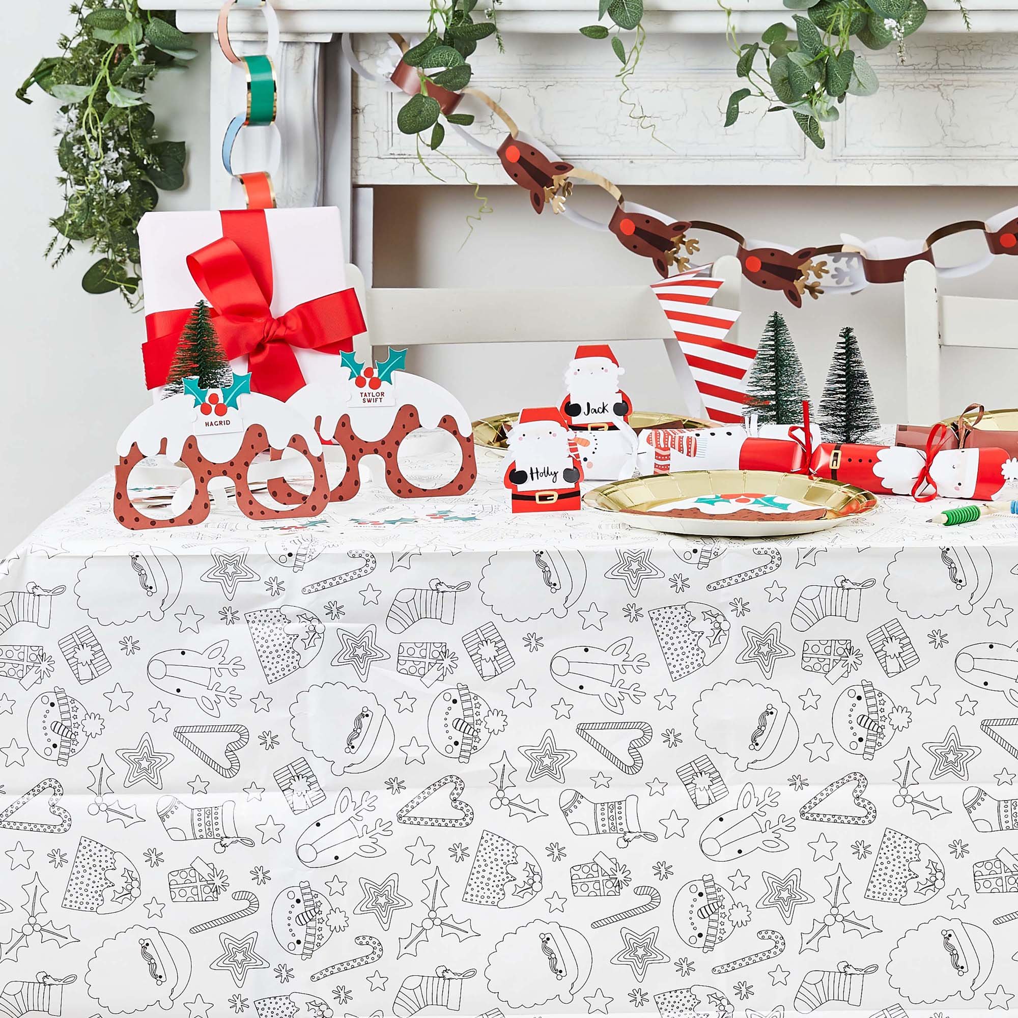 Merry Christmas Festive Colour In Paper Tablecloth