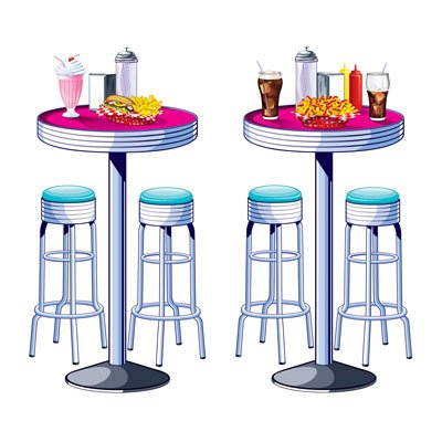 Beistle 50's Soda Shop Tables & Stools Wall Decorations Insta-Theme Props
