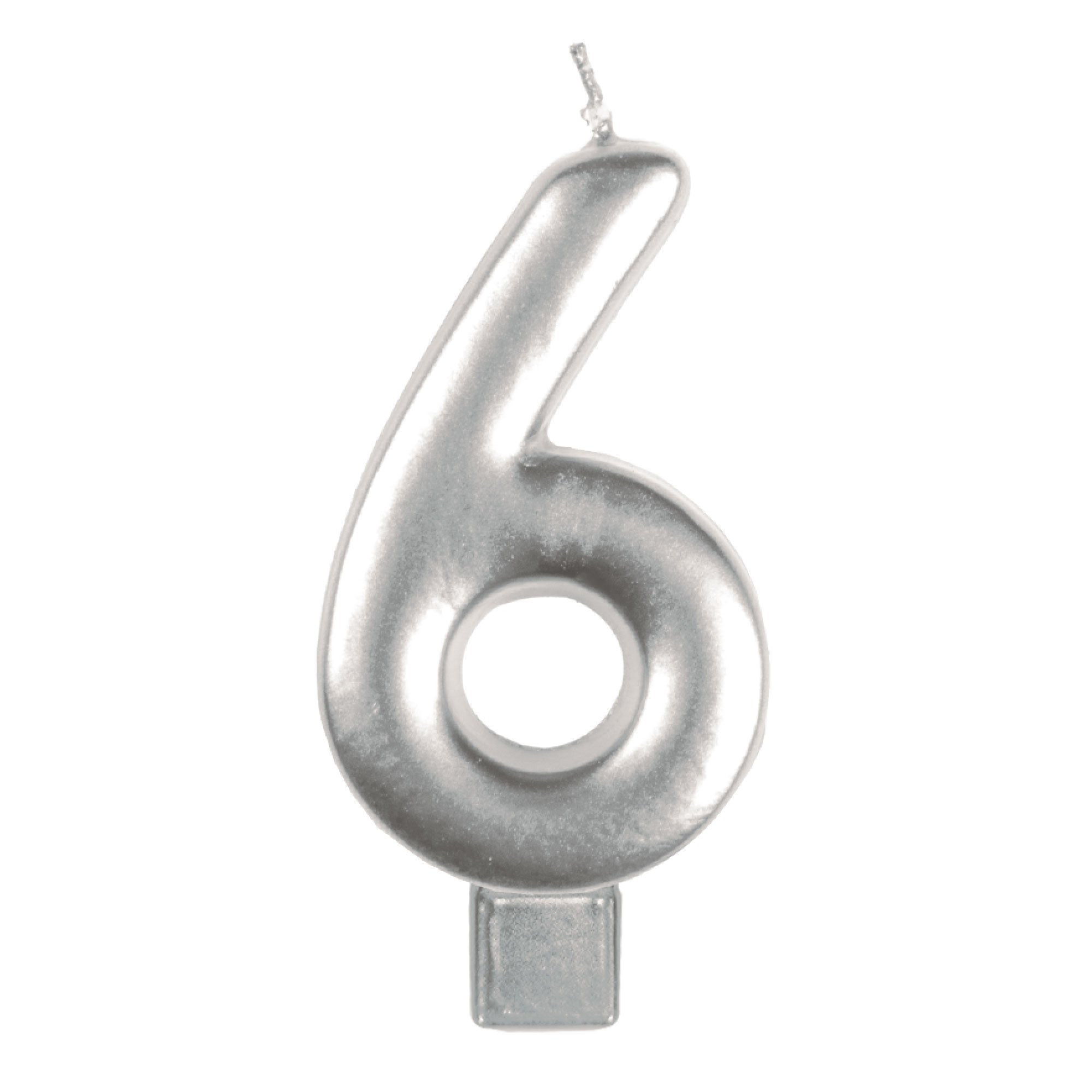 Candle Numeral Moulded Silver #6