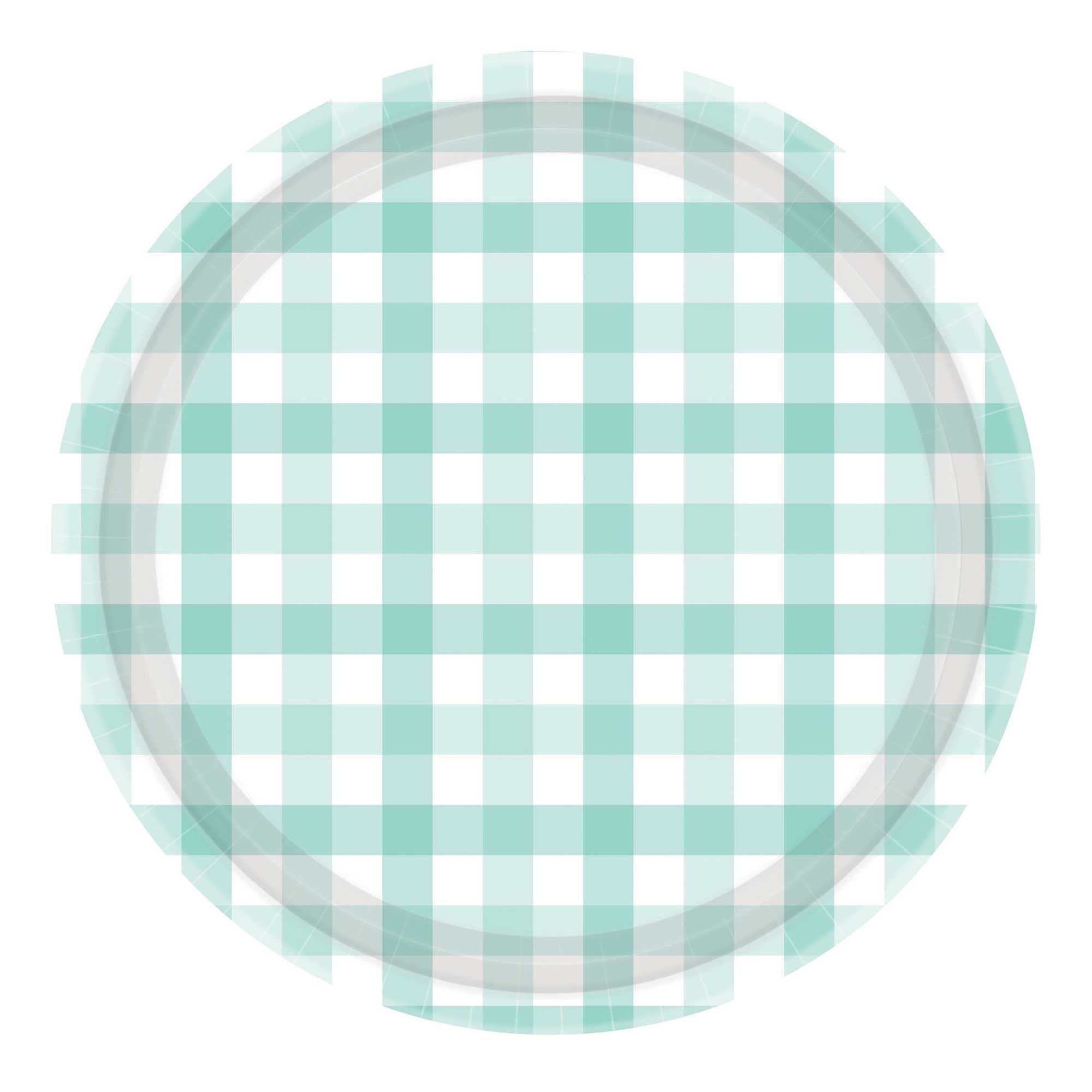 Gingham 17cm Paper Plate Pastel Mint NPC 8Pk