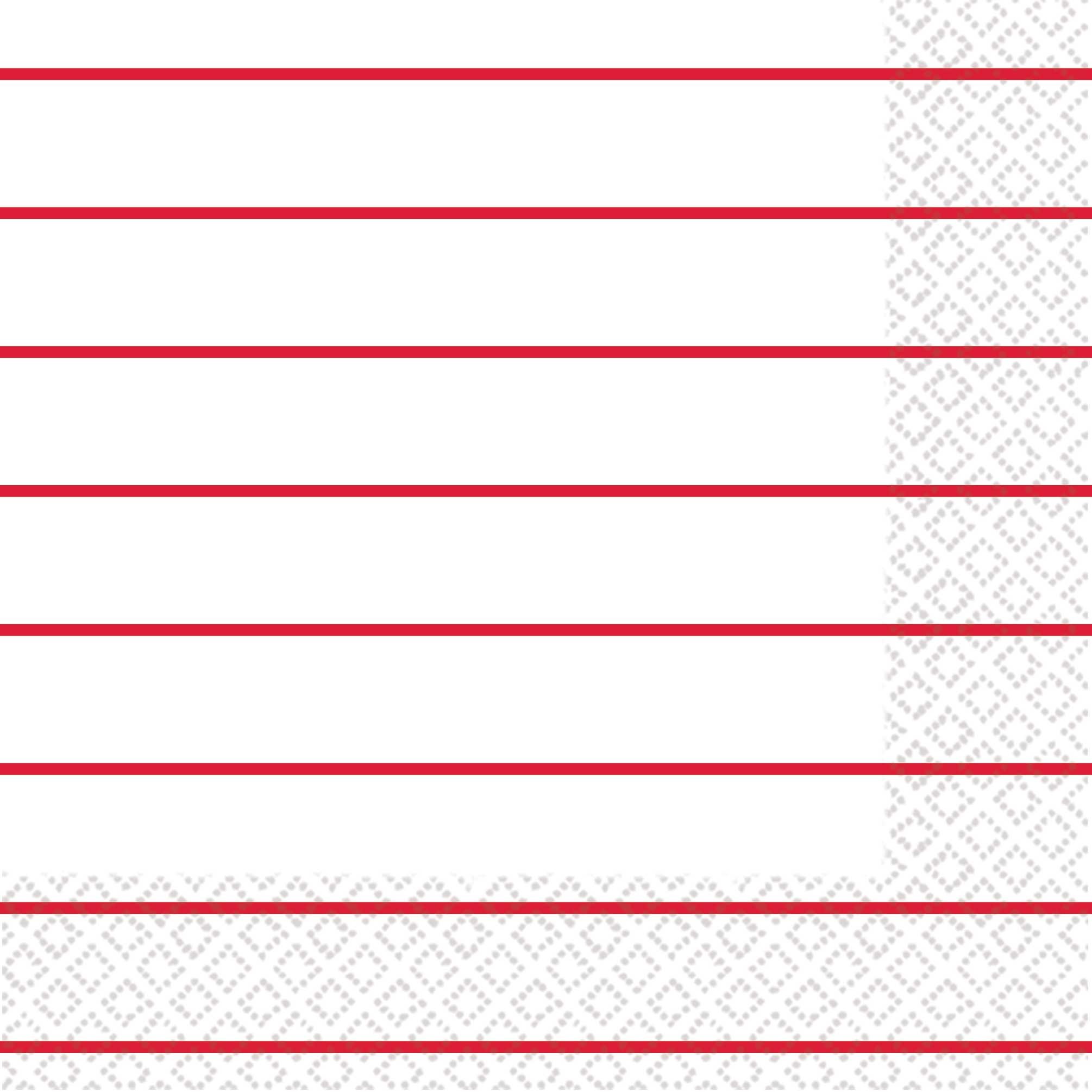 Stripes Lunch Napkins 16 Pack 2 PLY -  Apple Red