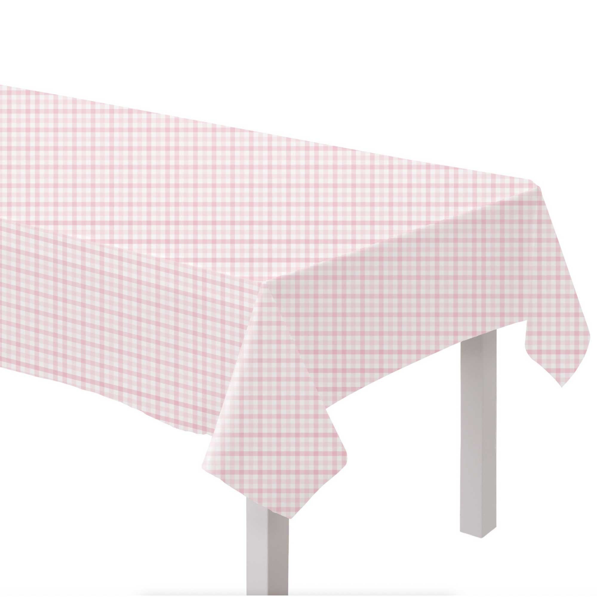Gingham Paper Tablecover Pastel Pink