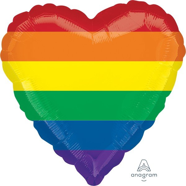 45cm Standard HX Rainbow Stripes Fun Heart S40