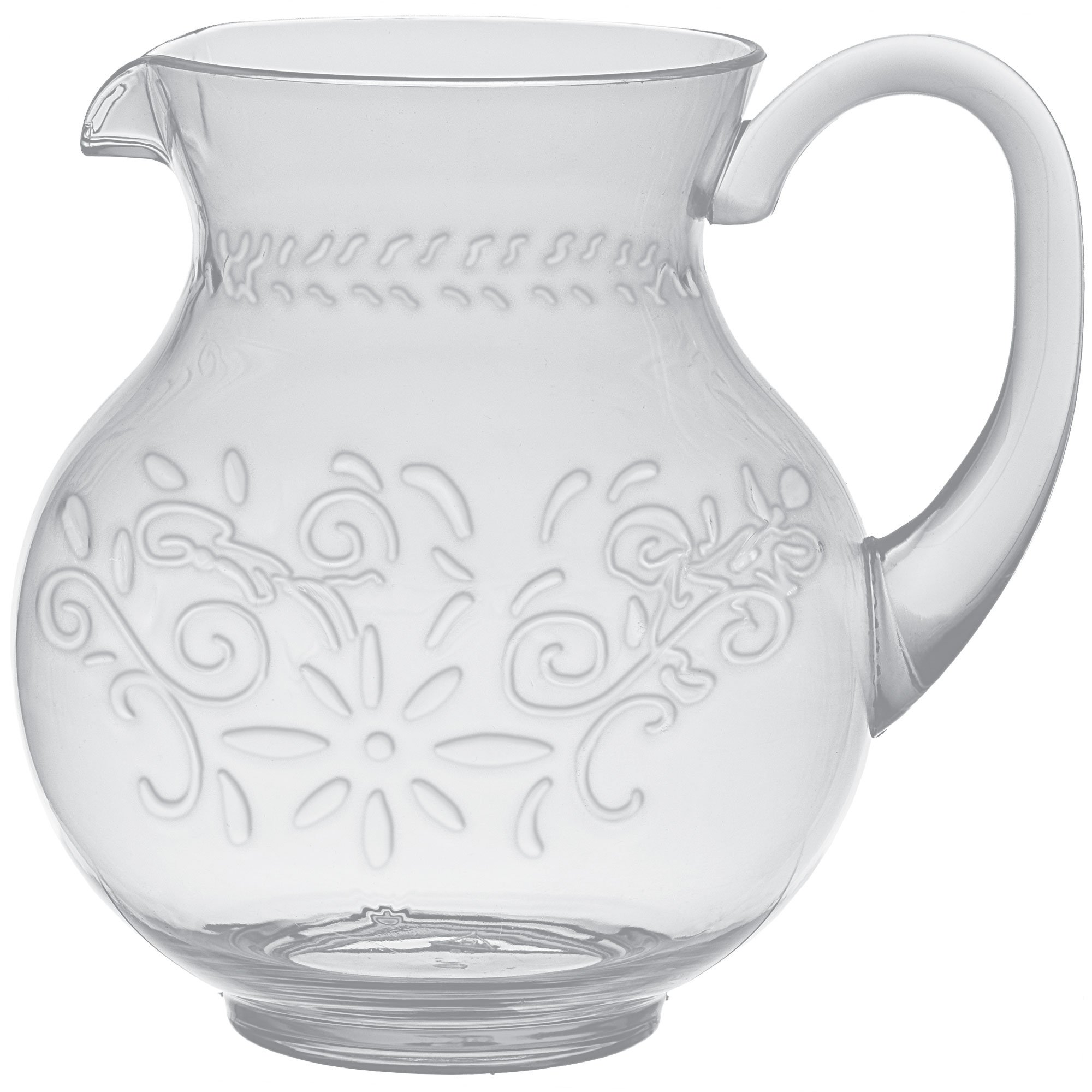 Premium Embossed Clear Floral Pitcher Jug