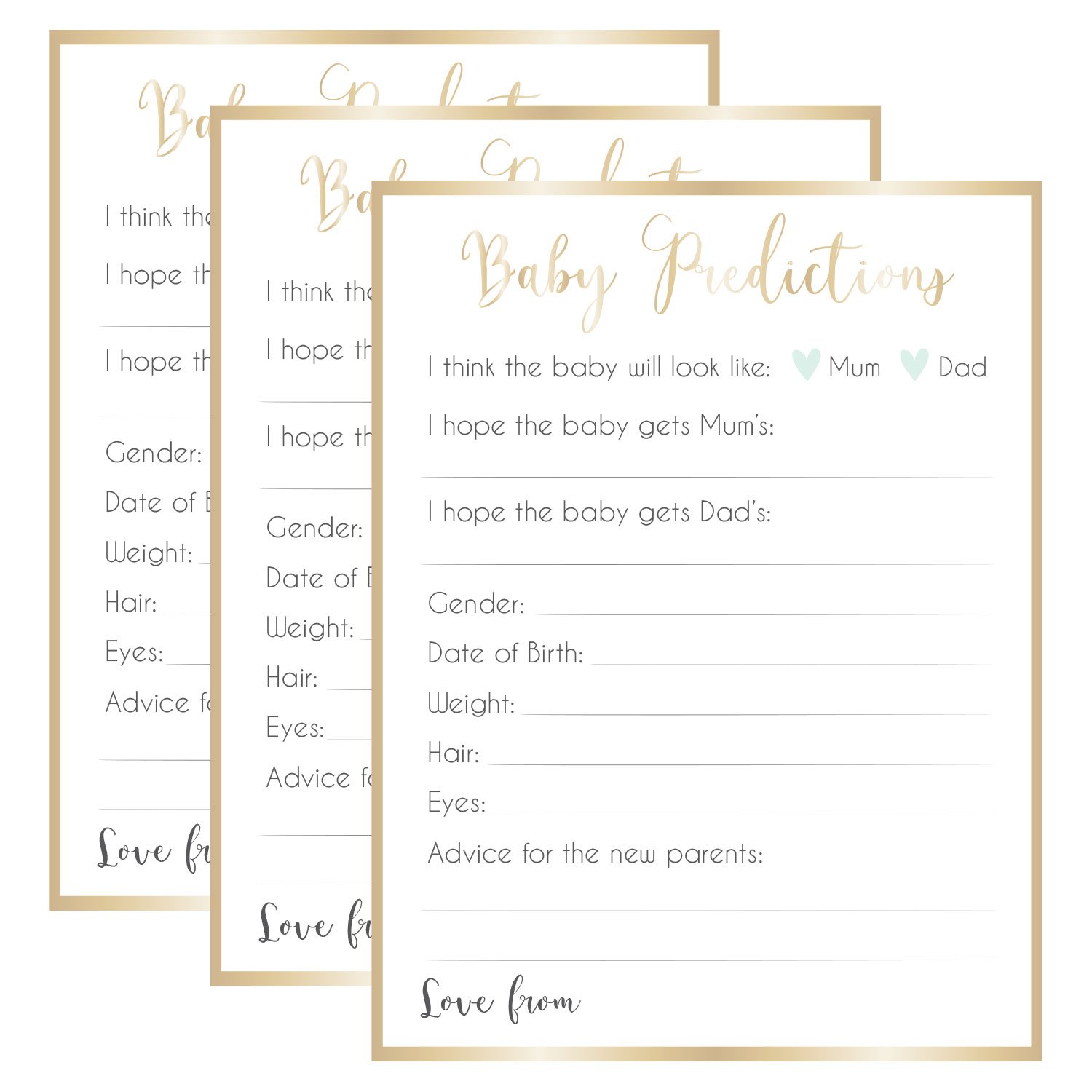 Ready To Pop Baby Predictions Game Sheets